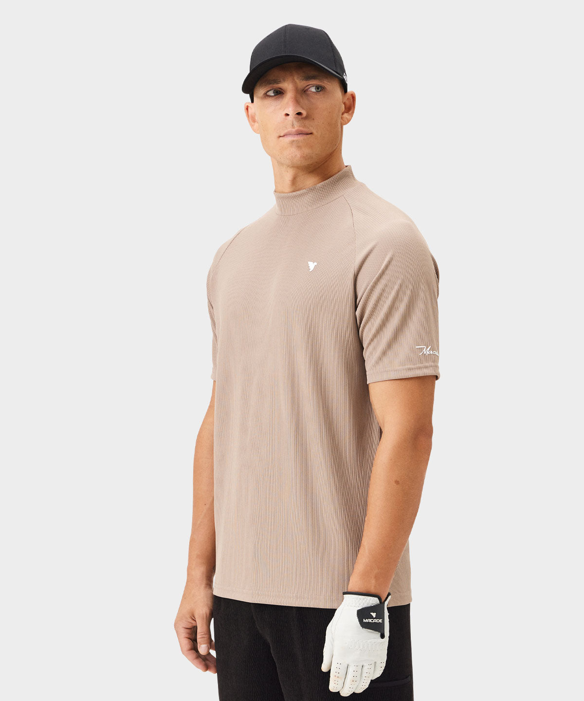 Tyler Light Brown Mock Neck Tee Macade Golf