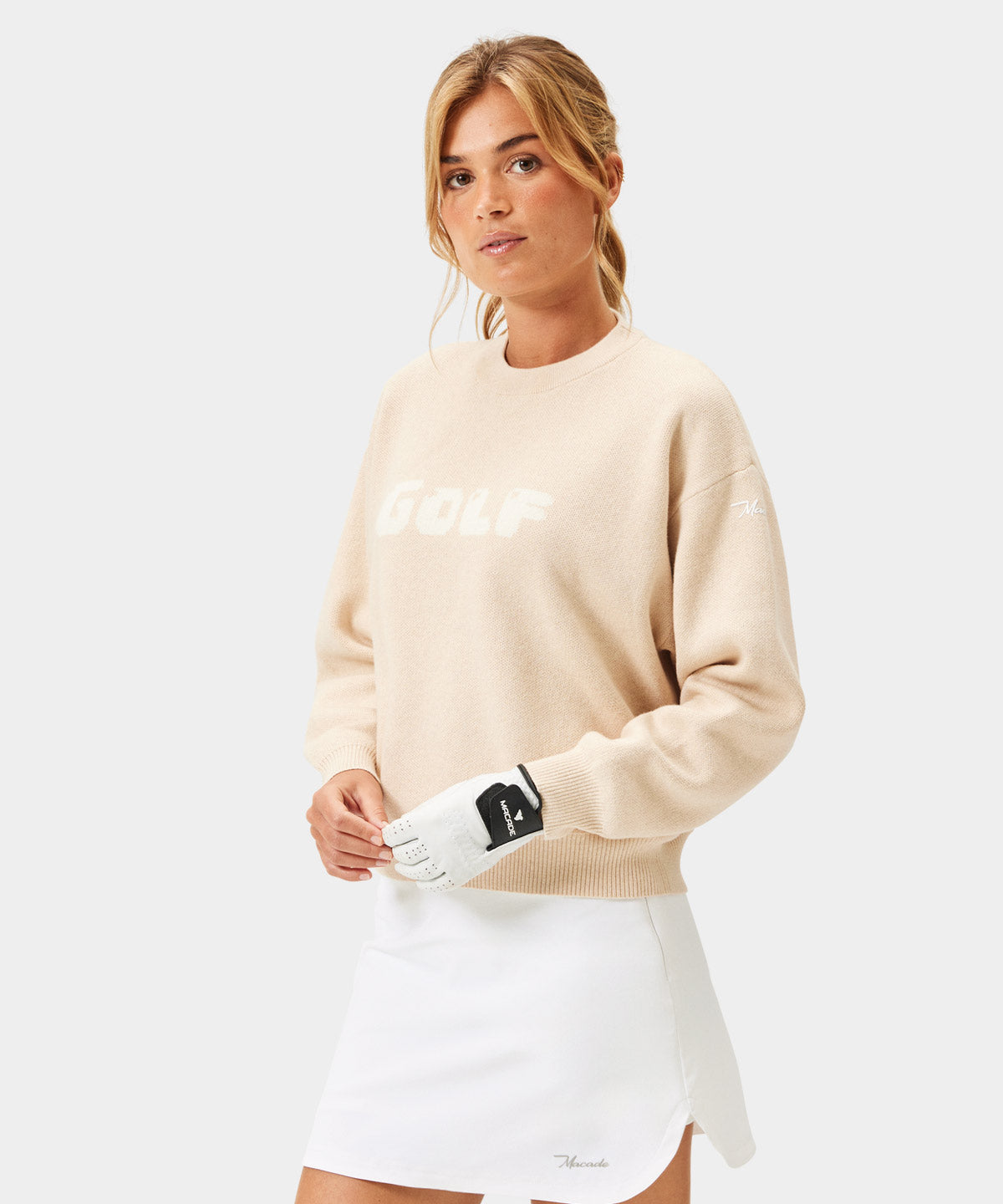 Tan Golf Oversized Knit Sweater Macade Golf