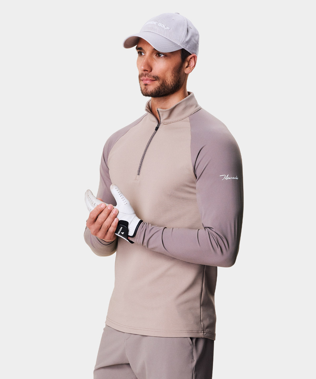 Taupe Tech Quarter Zip Macade Golf