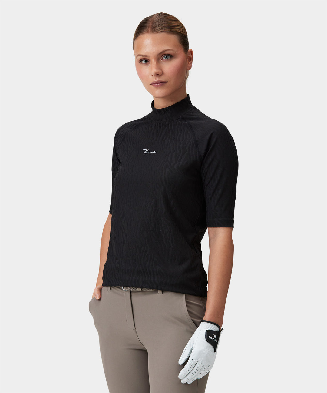 Zoe Black Mock Neck Shirt Macade Golf