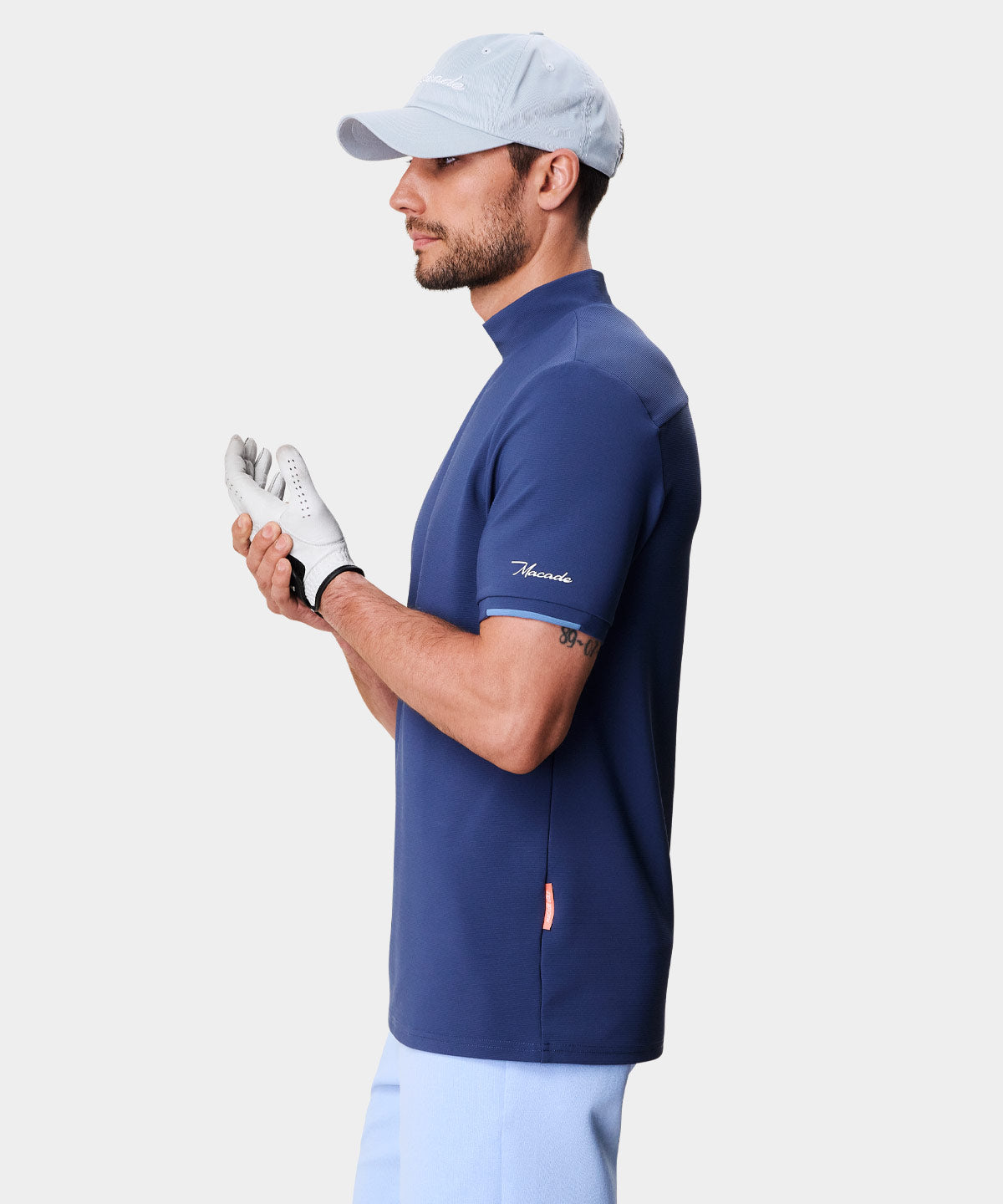 Heath Spruce Blue Mock Tee Macade Golf