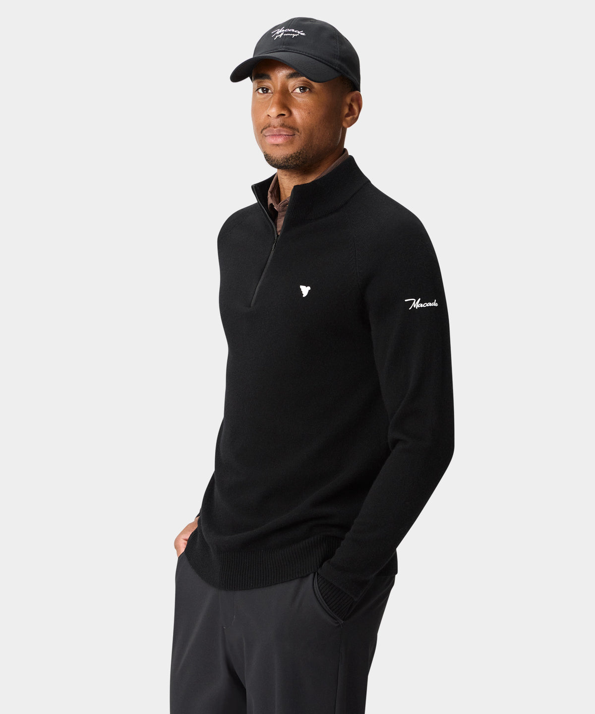Bridge Merino Quarter Zip - Black