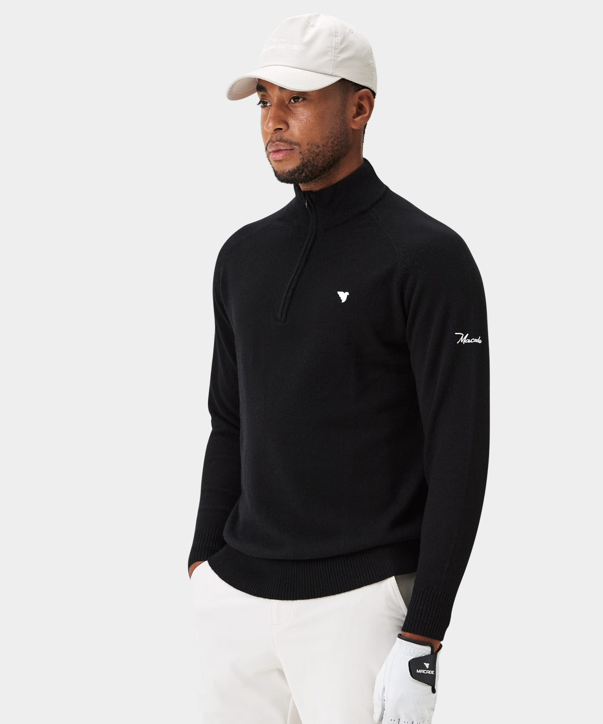 Bridge Black Merino Quarter Zip