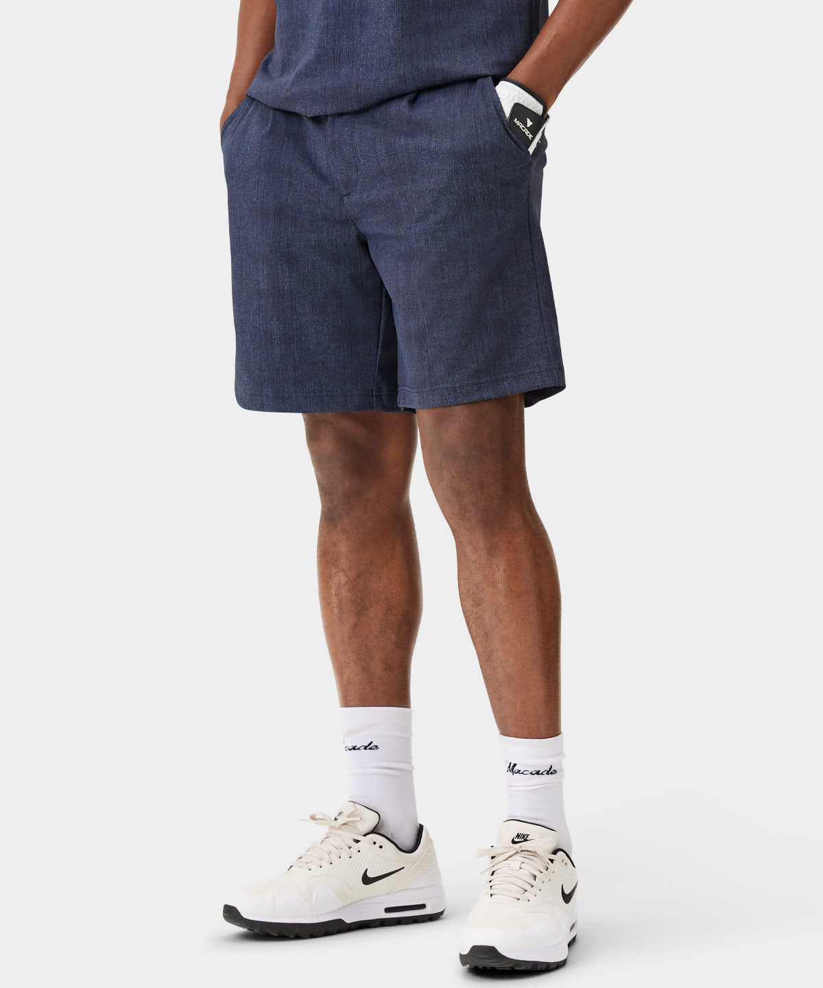 Dark Blue Pleated TX Players Shorts Macade Golf