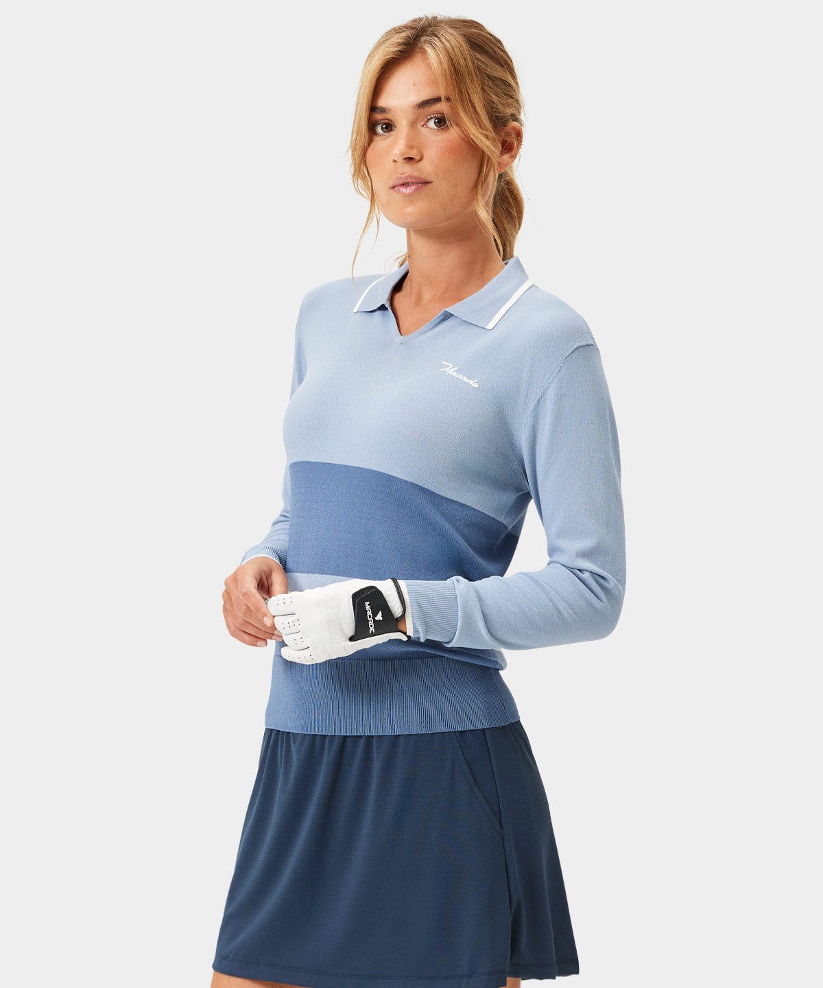 Ella Blue Knit Top Macade Golf