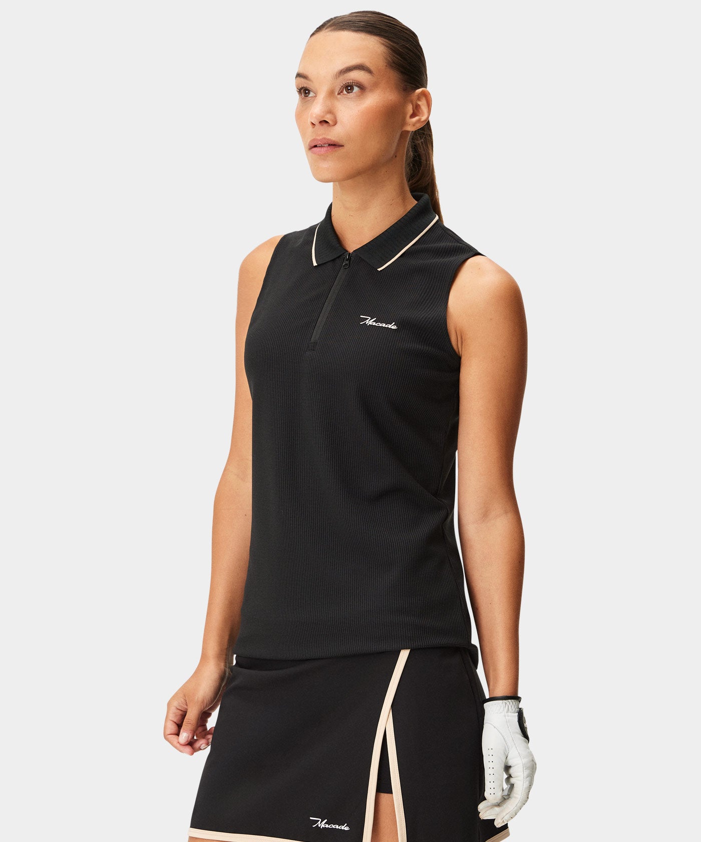 Black Players Zip Sleeveless Shirt