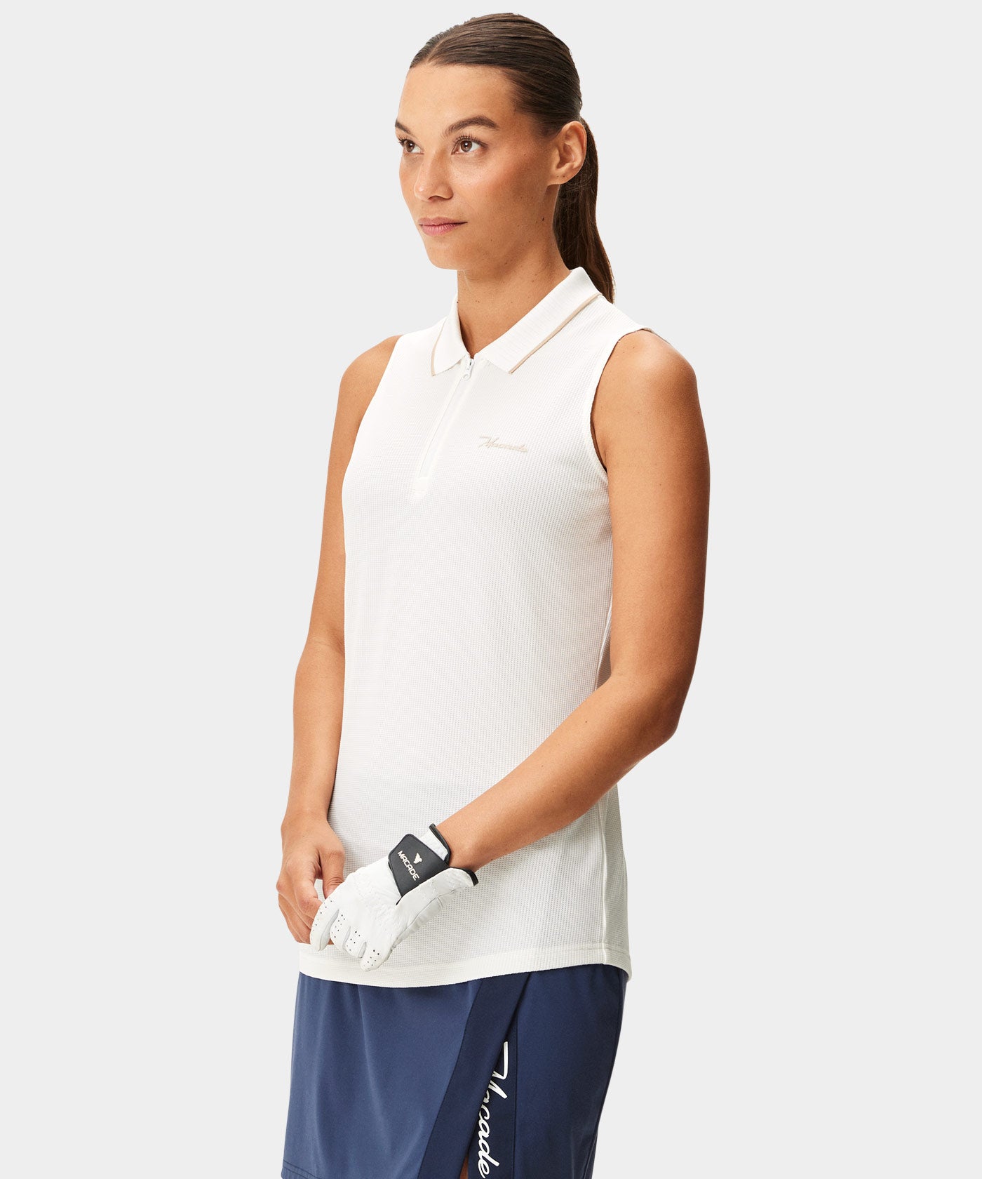 White Players Zip Sleeveless Shirt