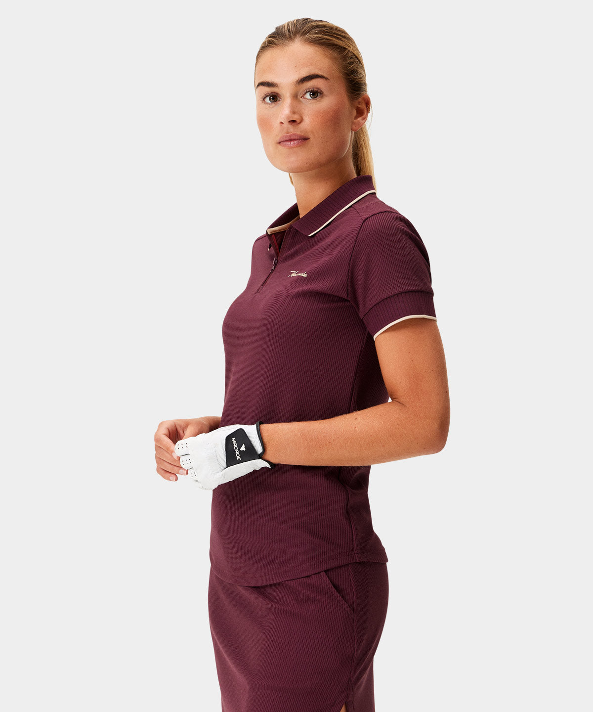 Burgundy Players GT Zip Polo Shirt Macade Golf