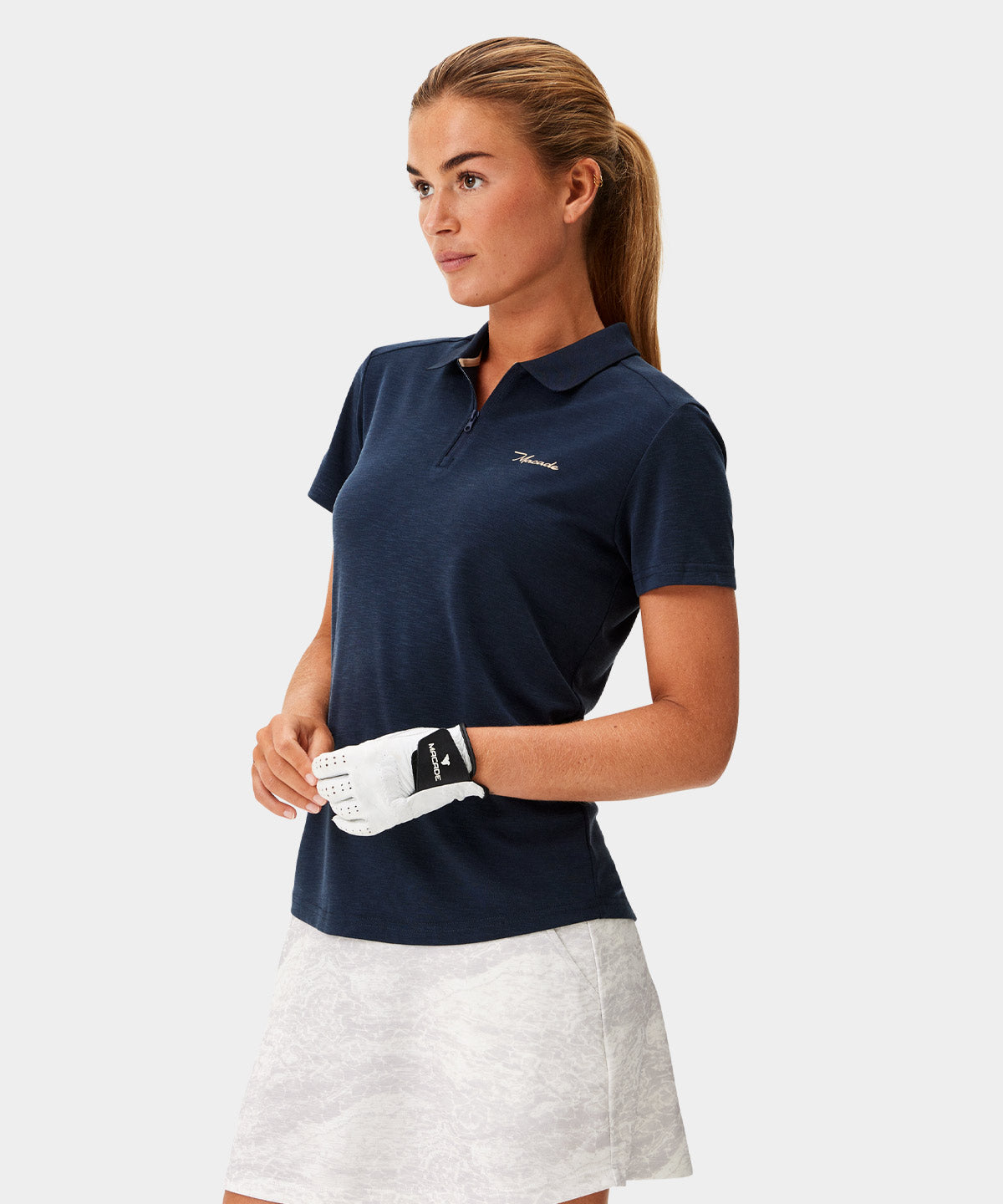 Dark Blue Players Zip Polo Shirt Macade Golf