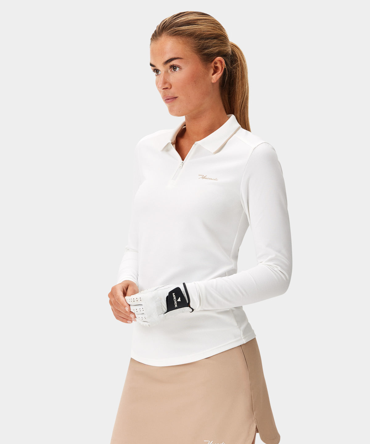 White Players Zip Longsleeve Shirt Macade Golf