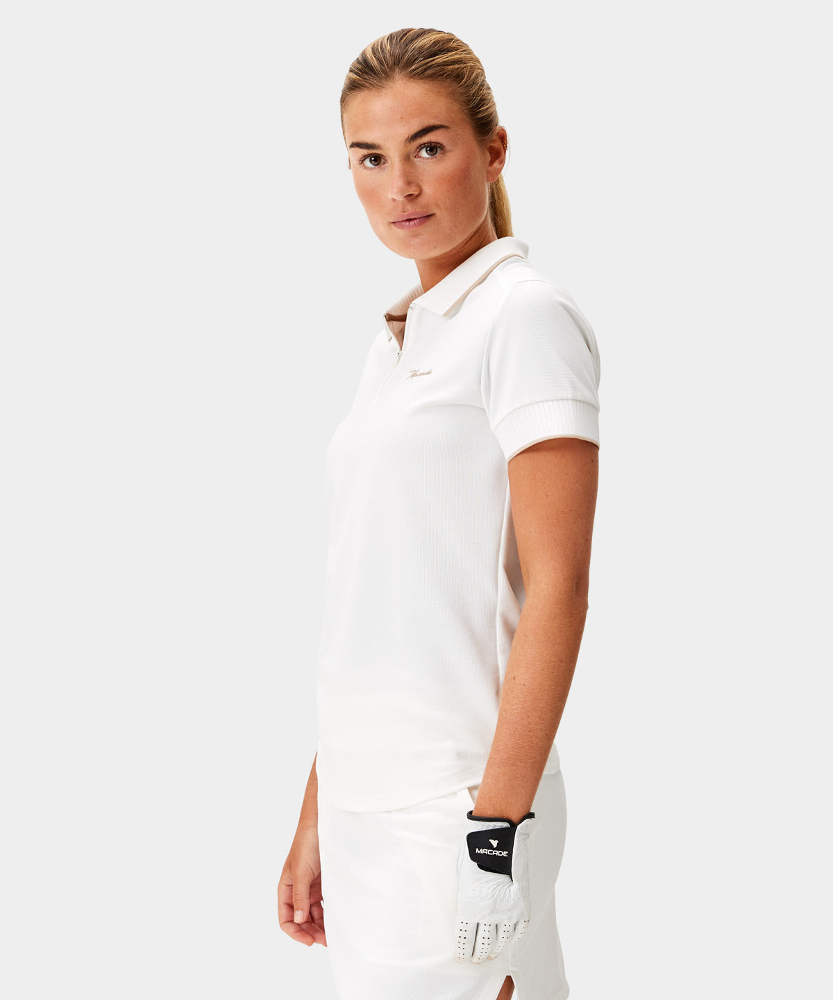 White Players GT Zip Polo Shirt Macade Golf