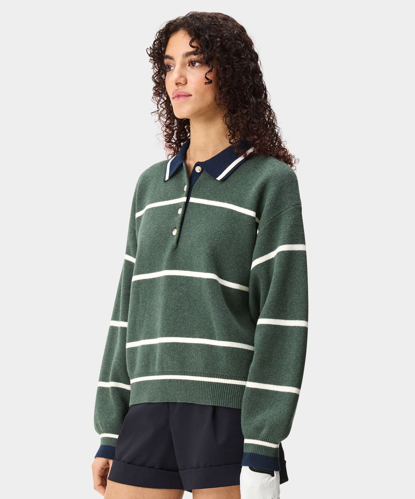 Green Club Knit Polo Sweater