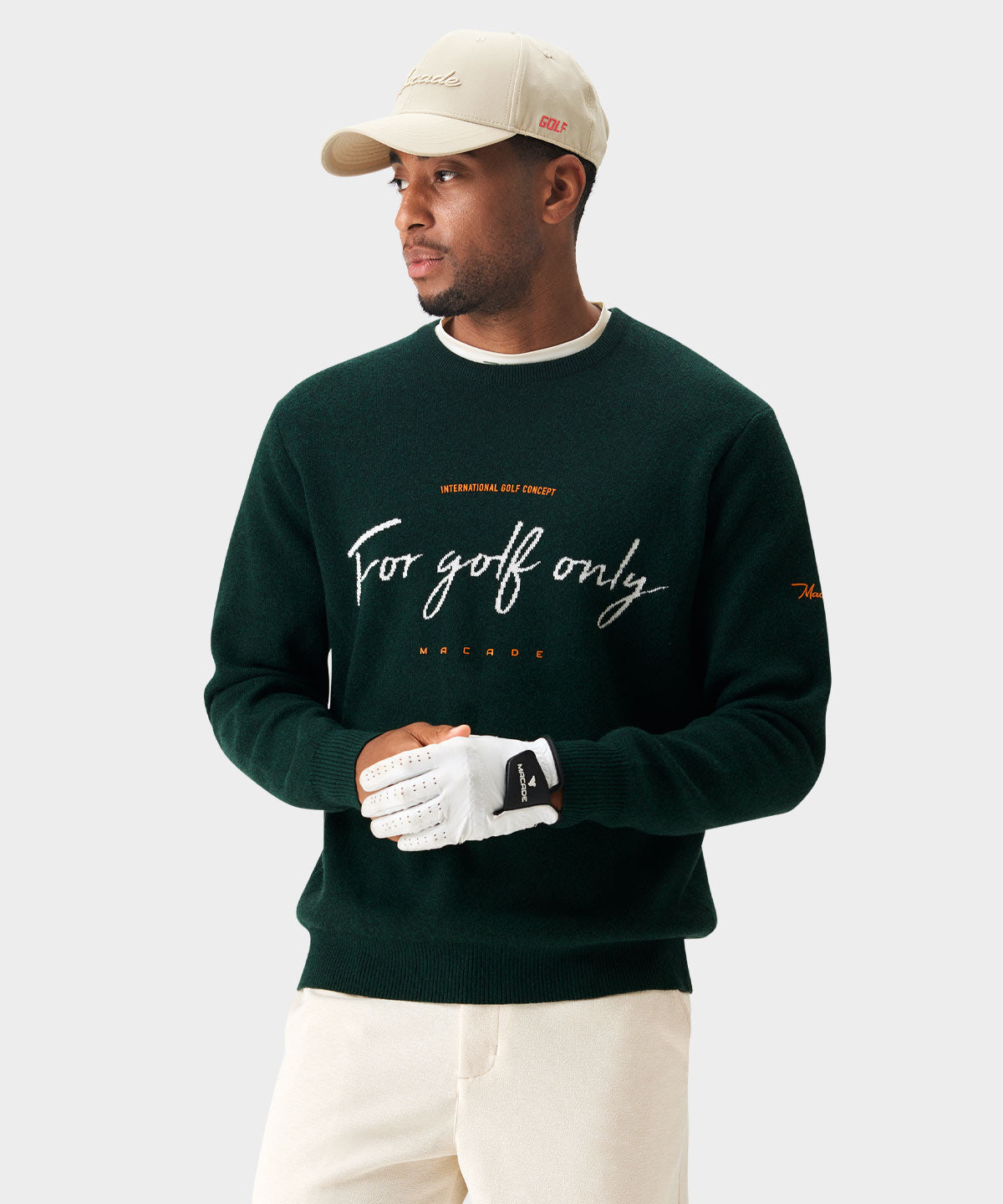 Green Script Knit Crewneck Macade Golf