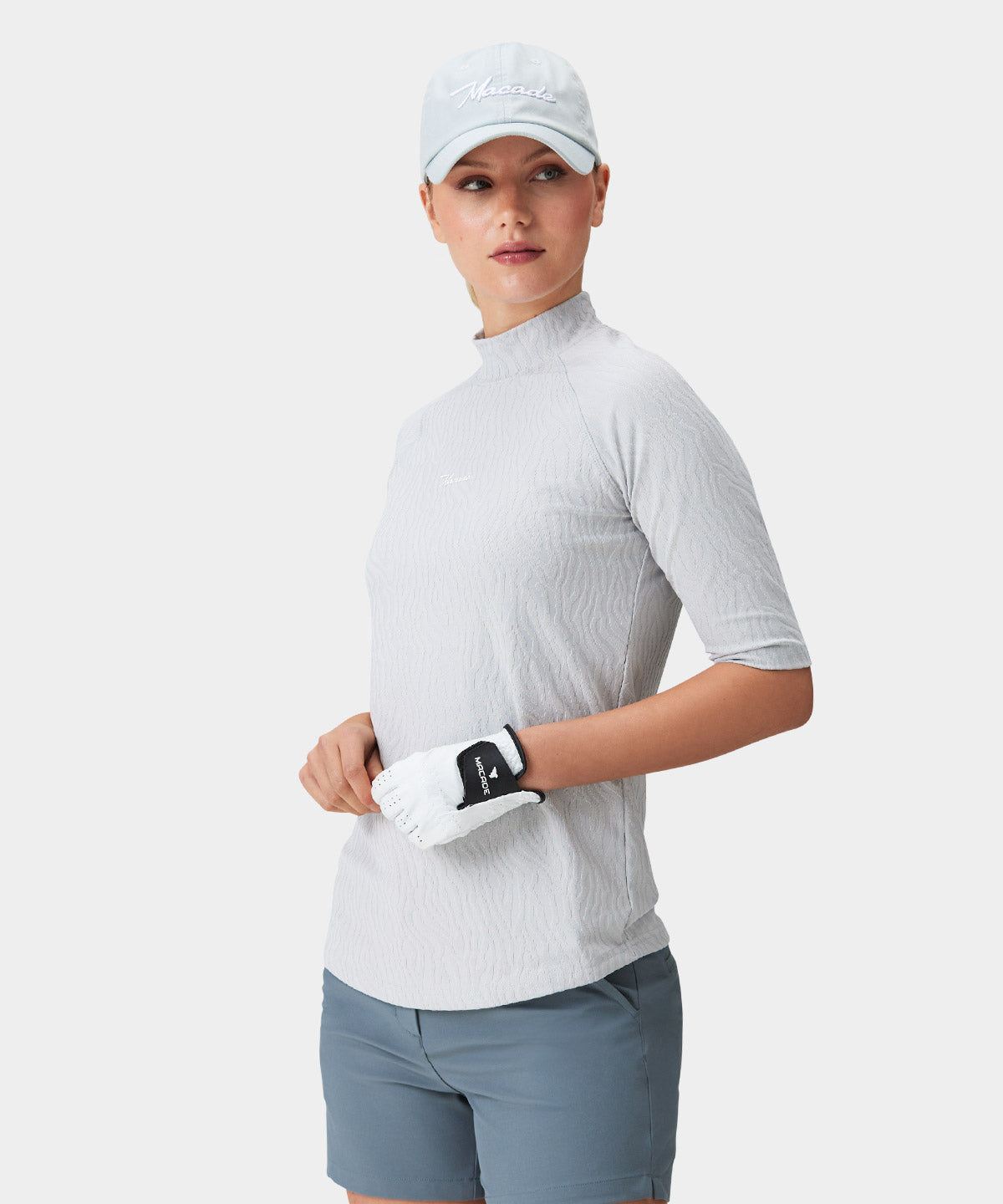 Zoe Light Grey Mock Neck Shirt Macade Golf