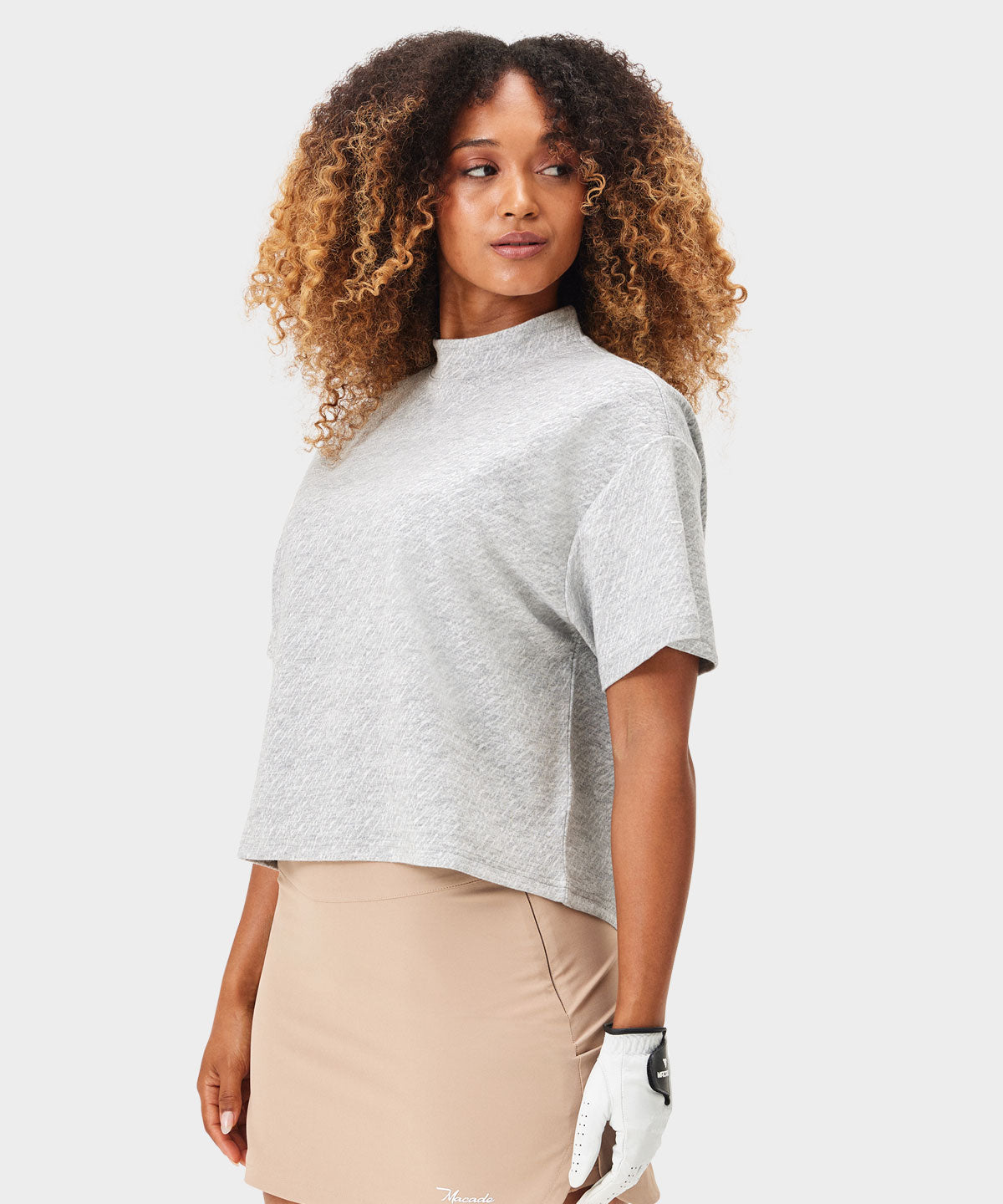 Madison Grey Crop Mock Tee Macade Golf