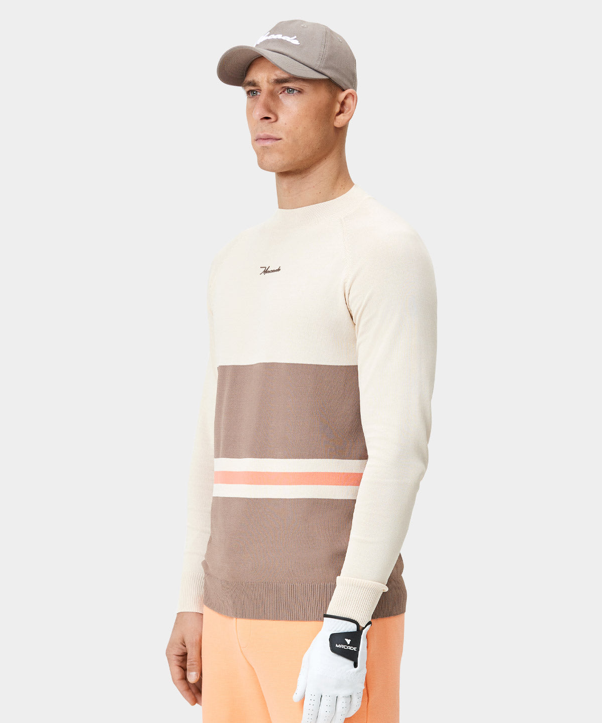 Tan Tech Jupiter Mock Neck Sweater Macade Golf