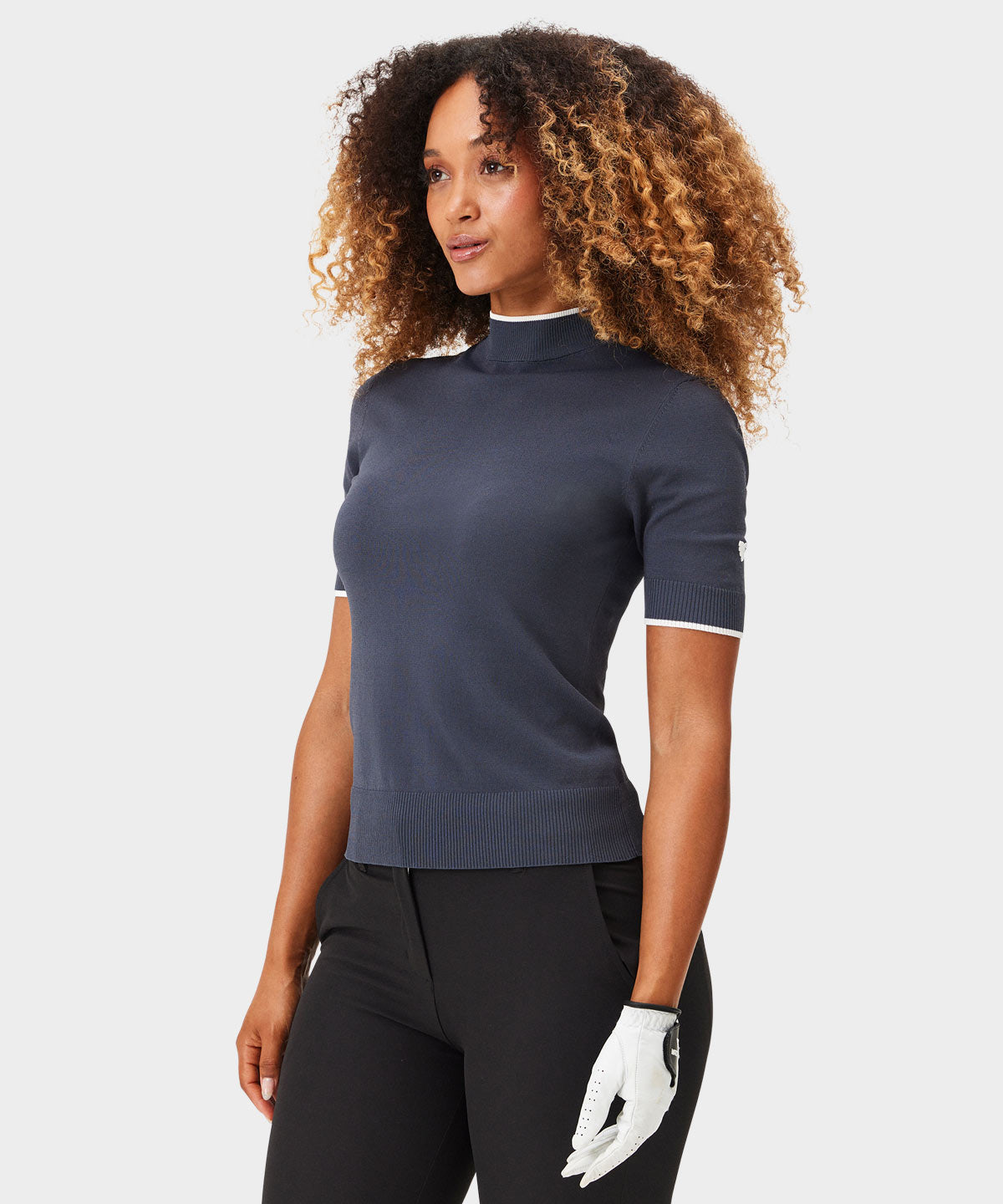 Charcoal Air Mock Neck Top Macade Golf