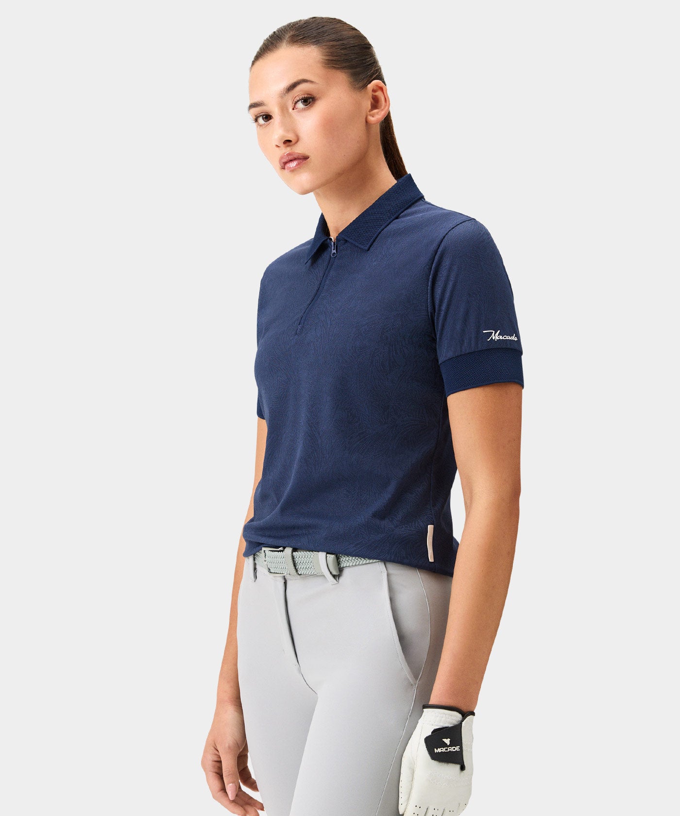 Lace Navy Paisley Zip Shirt