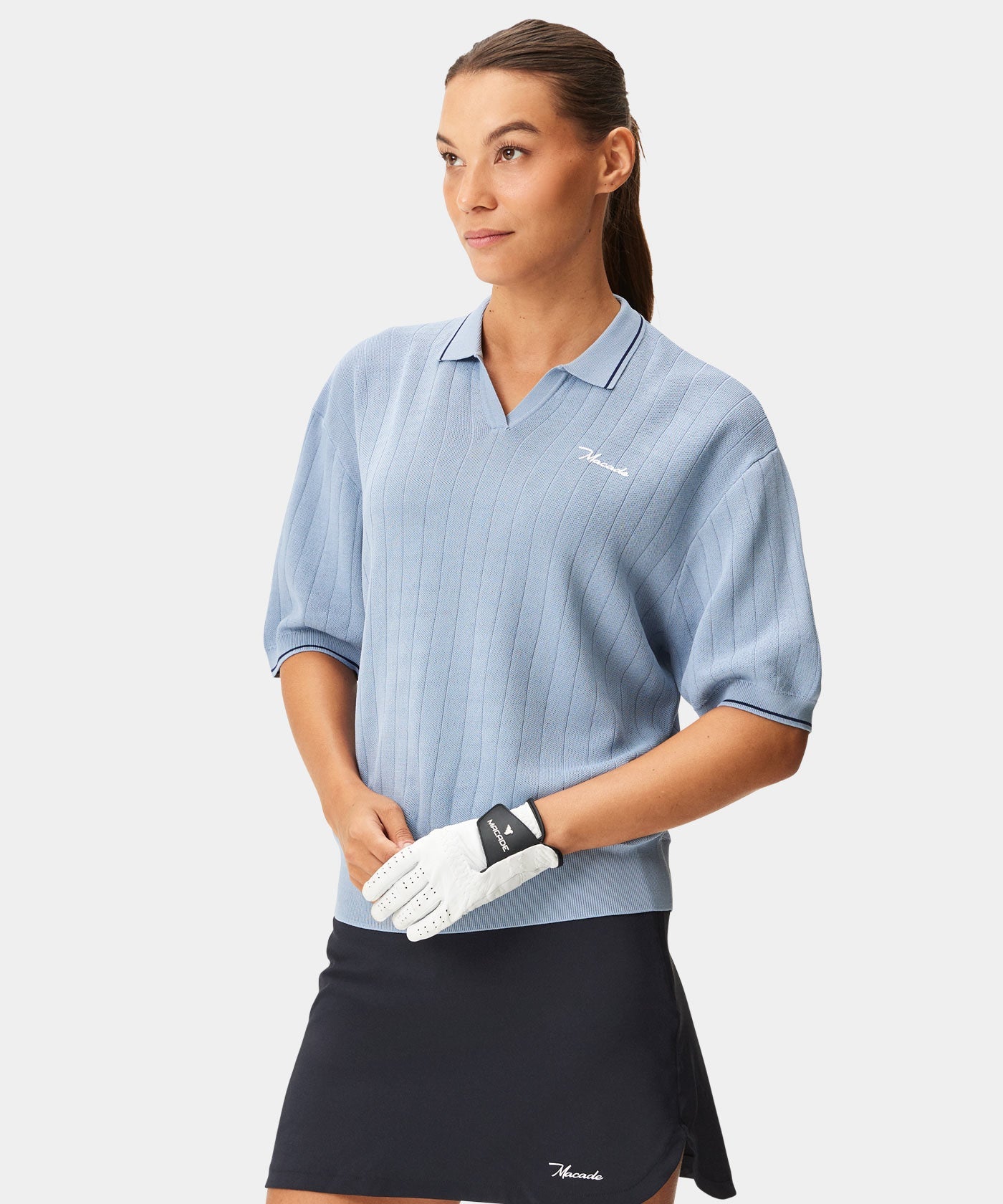 Light Blue Range Knit Shirt Macade Golf