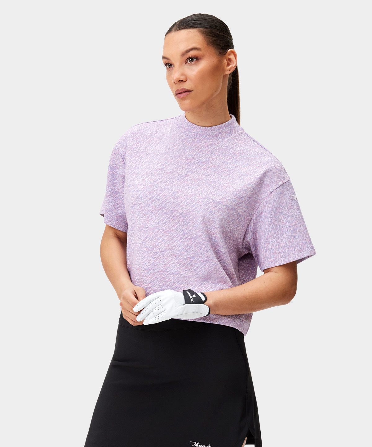 Ivy Heather Melange Crop Mock Tee Macade Golf