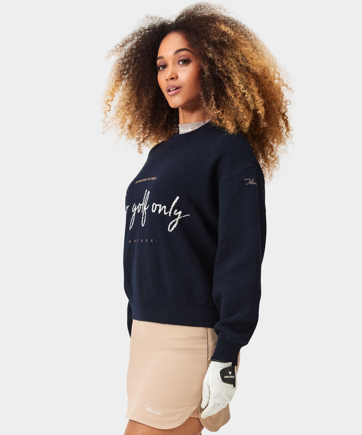 Navy Script Oversized Knit Sweater