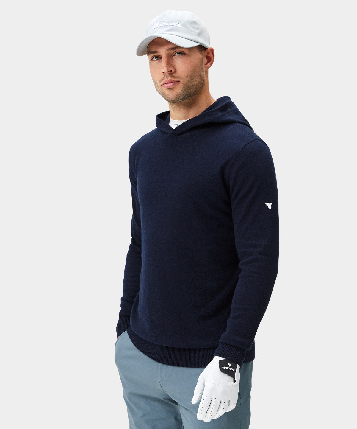 Navy Tech Knit Hoodie Macade Golf