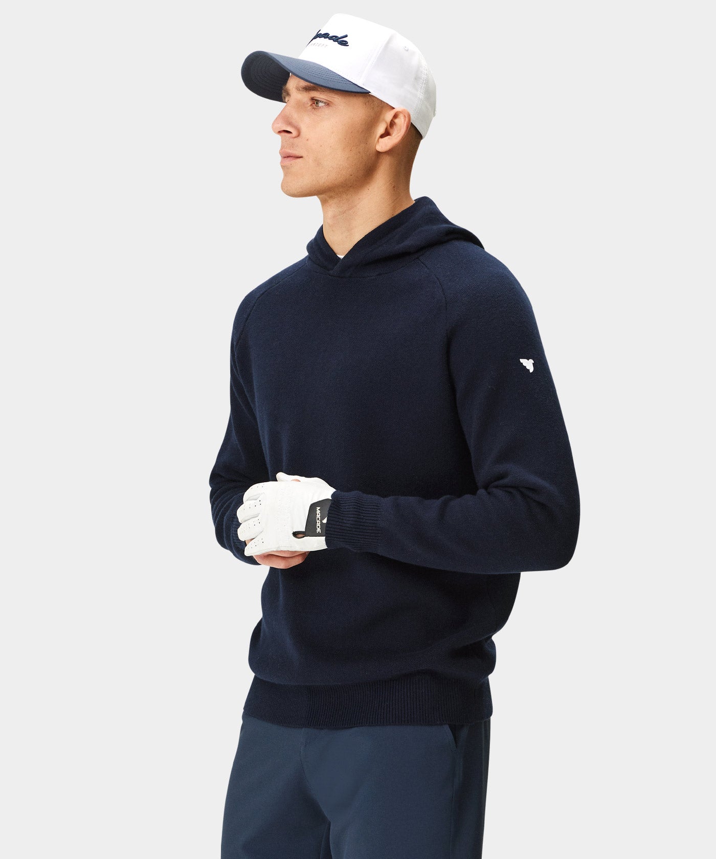 Navy Tech Knit Hoodie Macade Golf