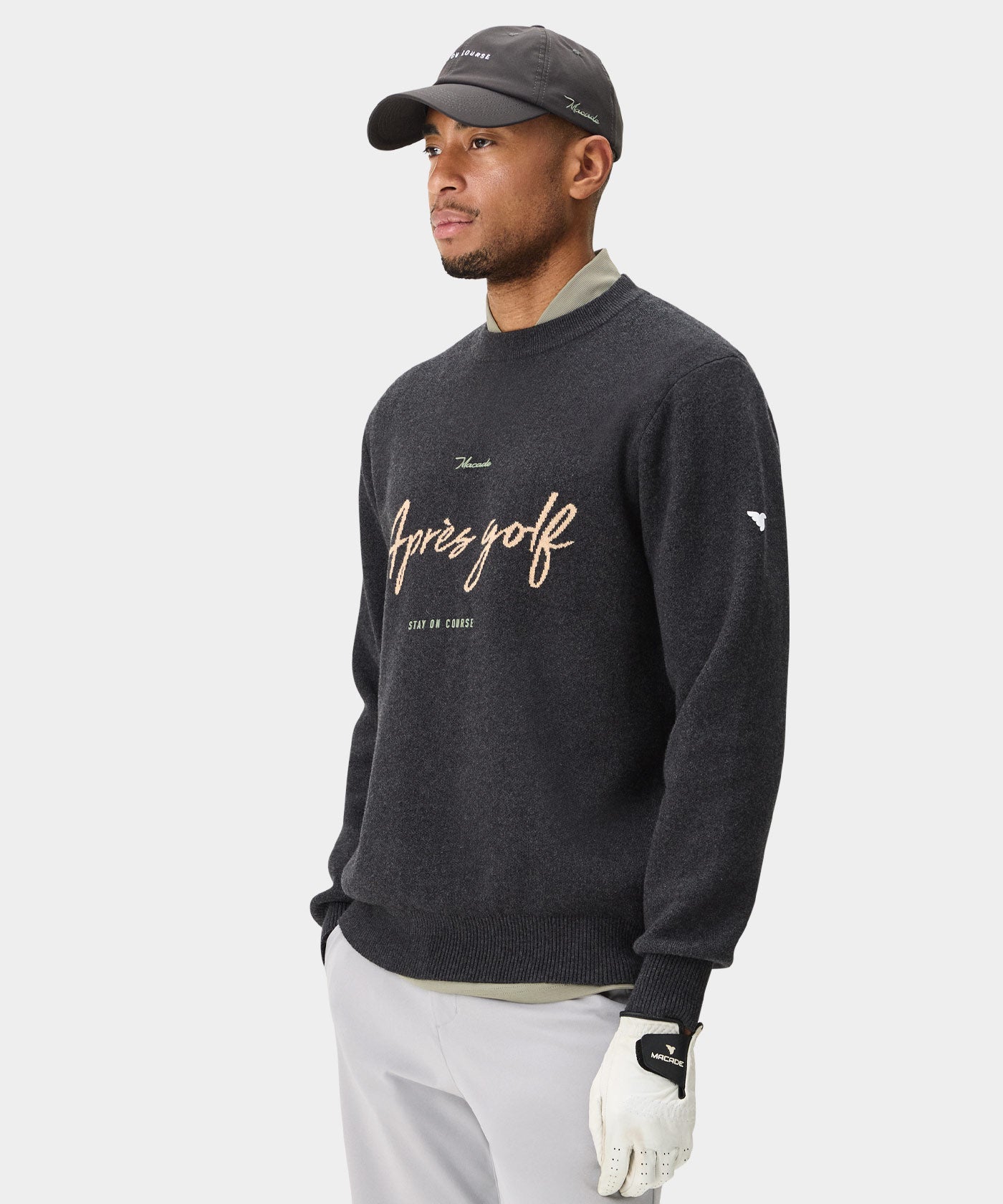 Slate Grey Intarsia Knit Crewneck