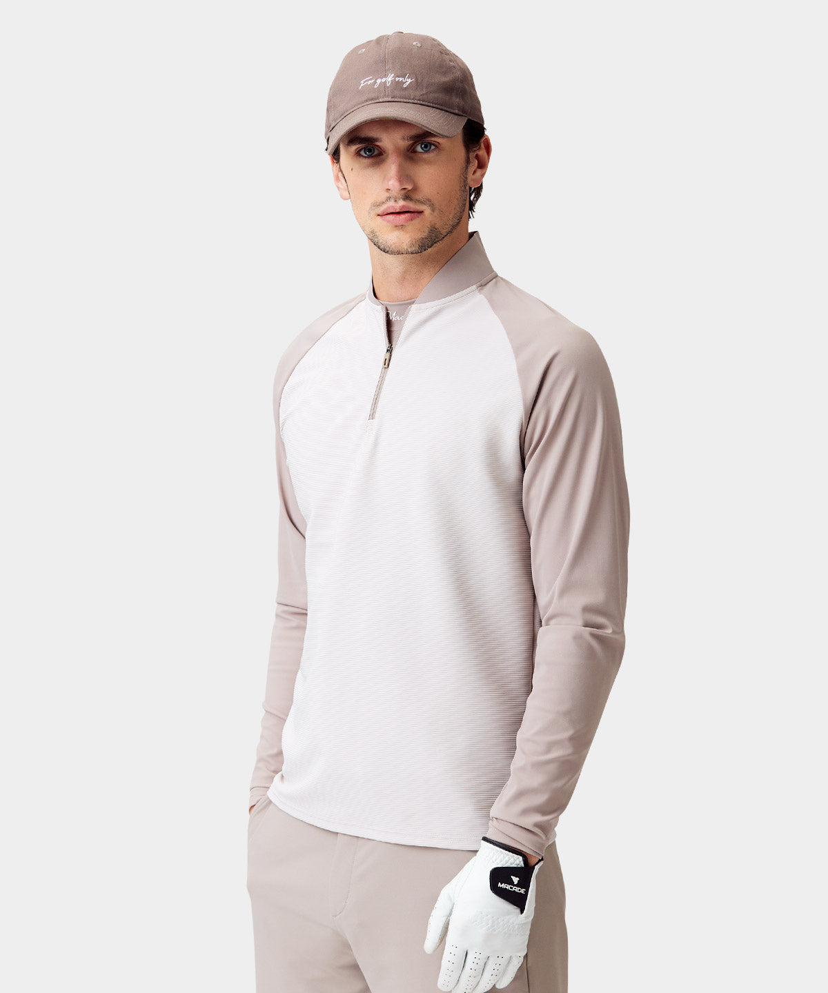 Tan Tech Bomber Zip Macade Golf