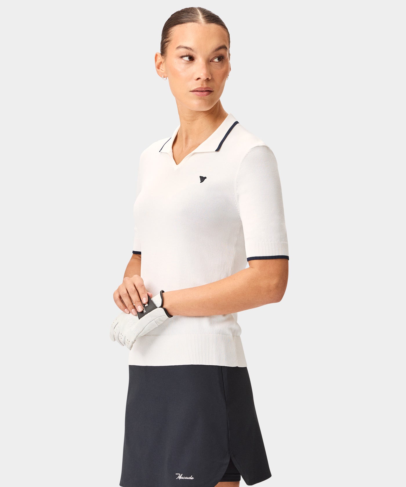 Vera White Cropped Polo