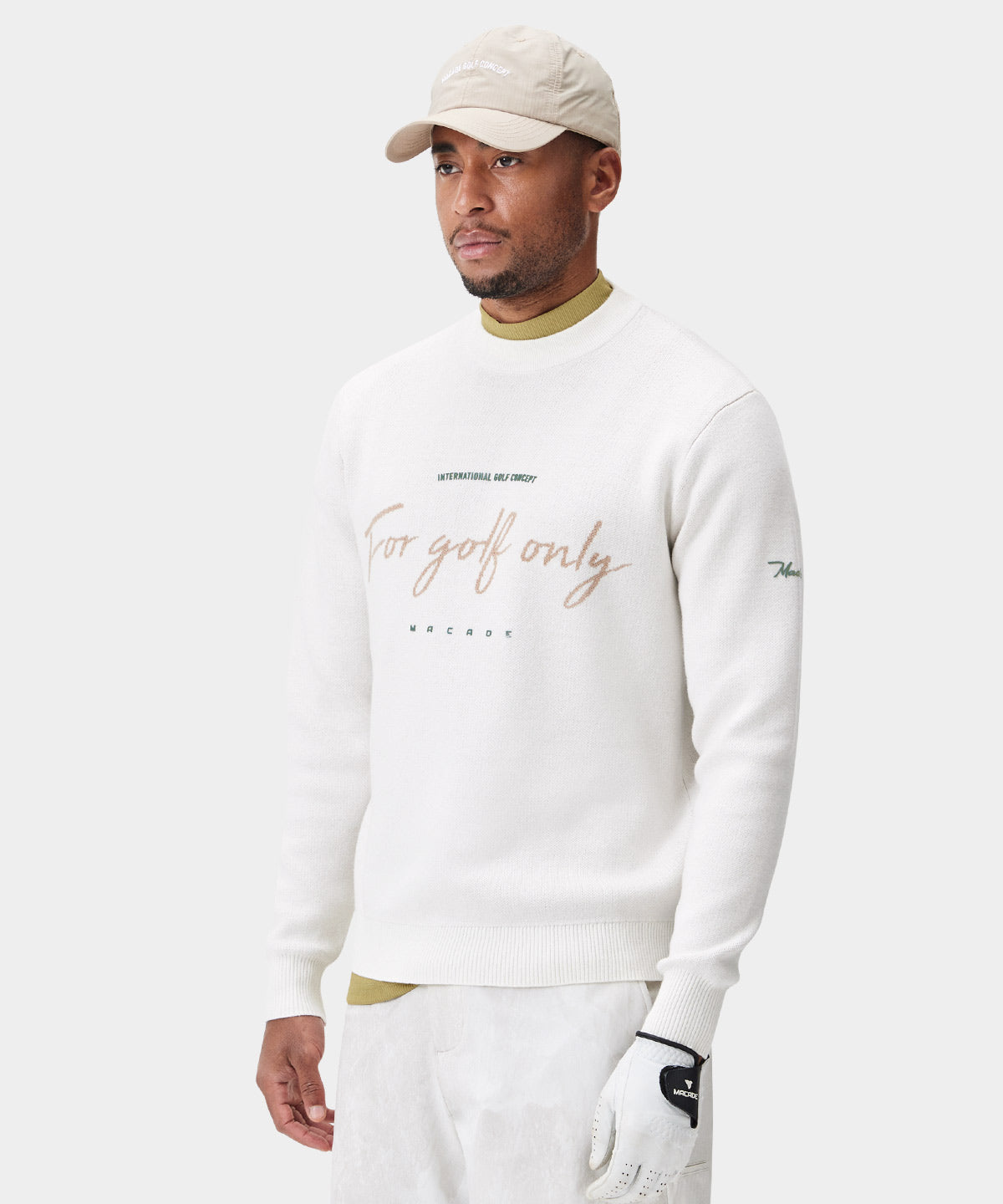 White Script Knit Crewneck