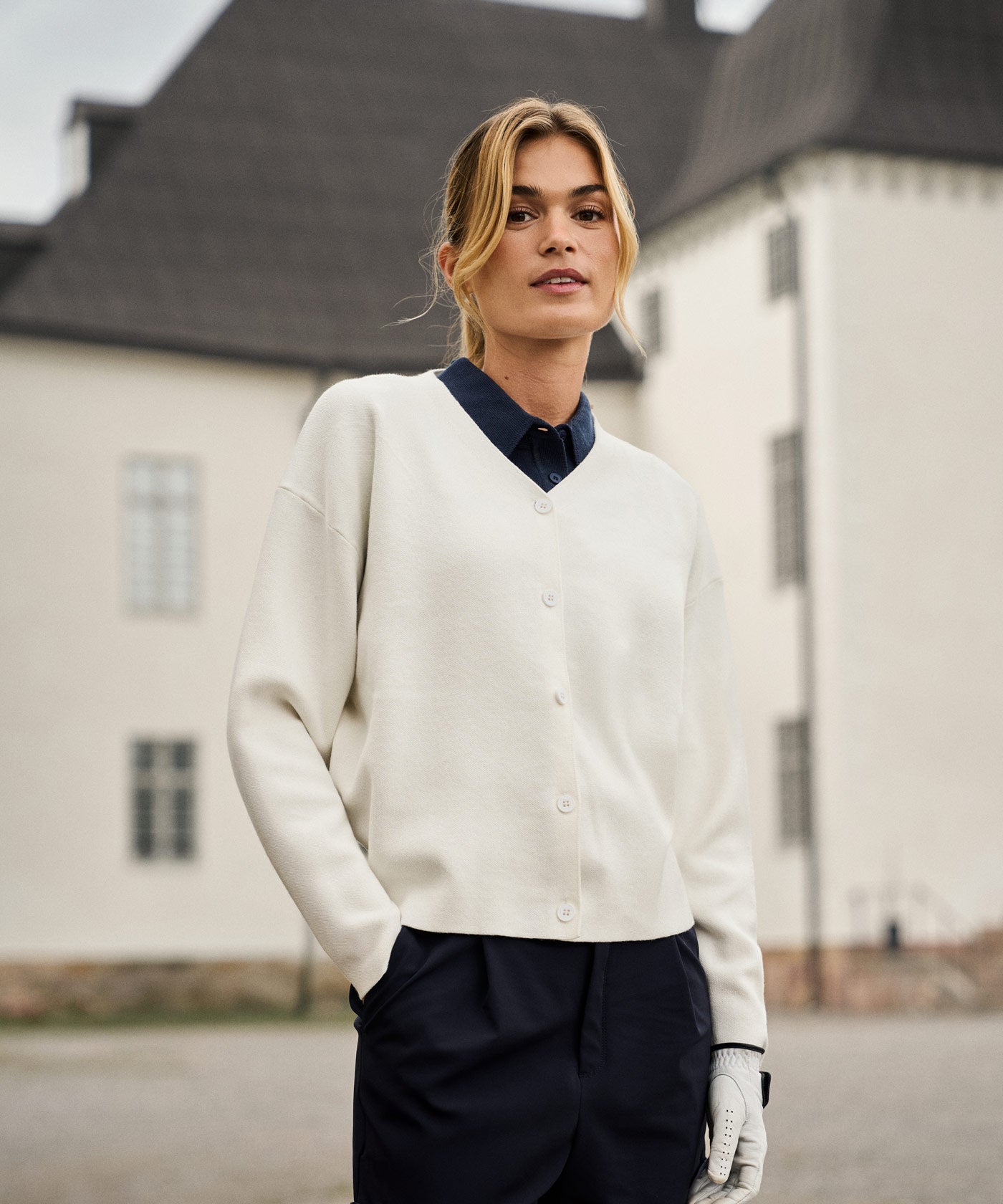 Ivory Oversized Intarsia Cardigan
