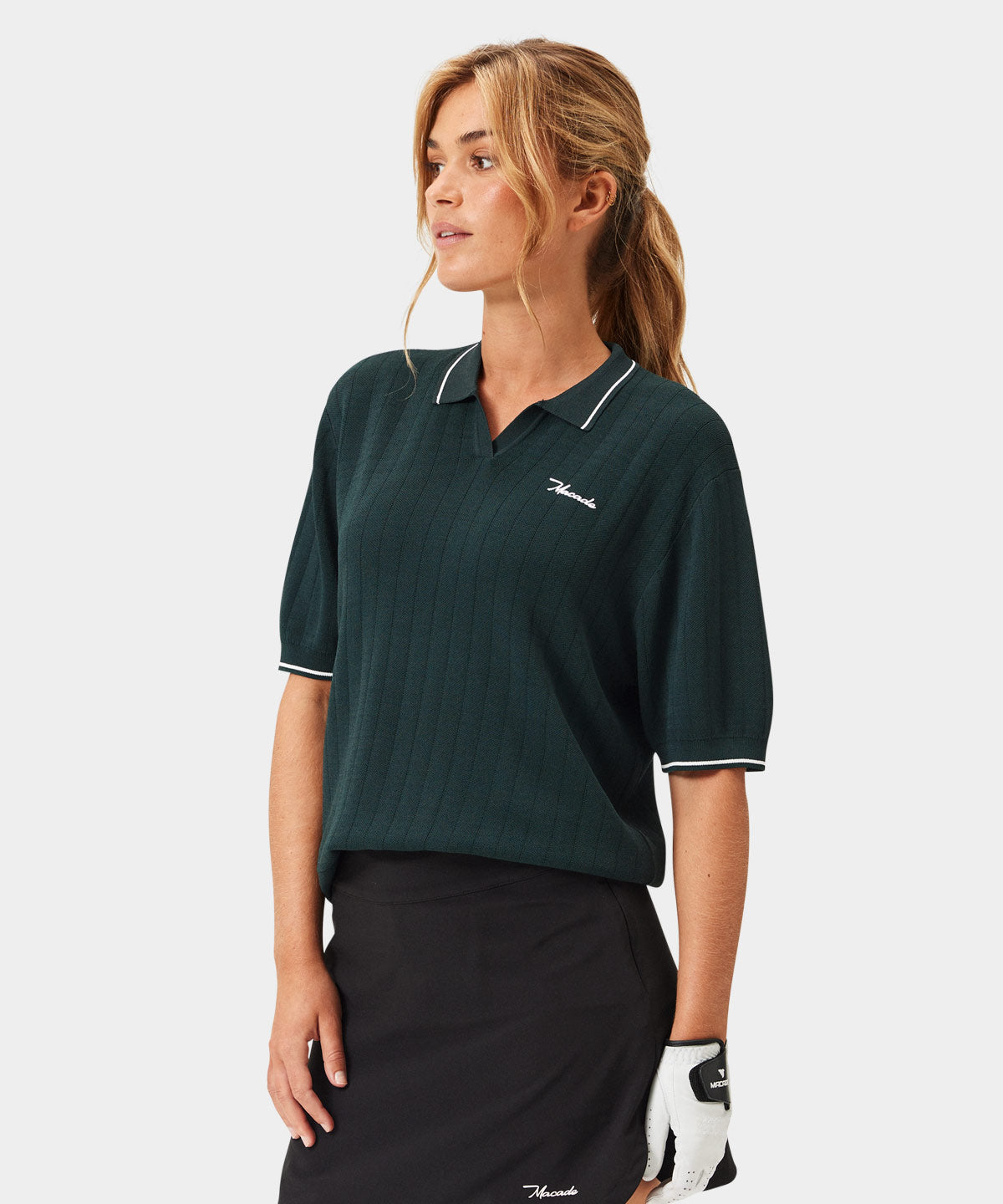 Dark Green Range Knit Shirt Macade Golf