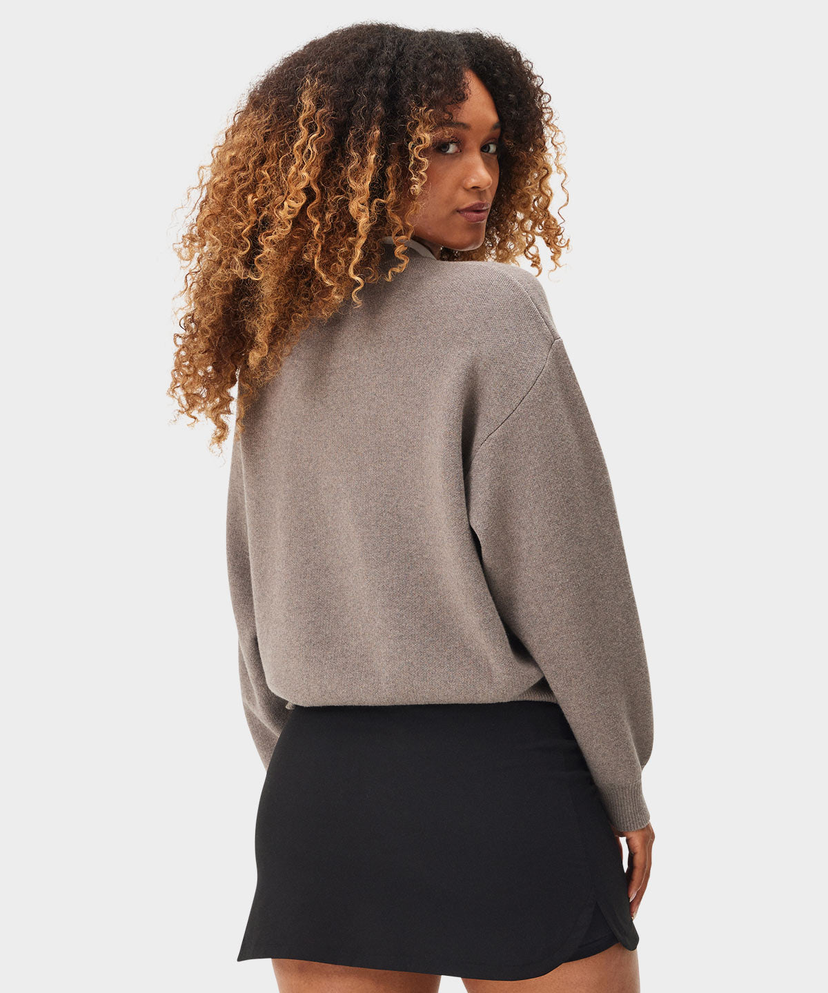 Taupe Script Oversized Knit Sweater Macade Golf