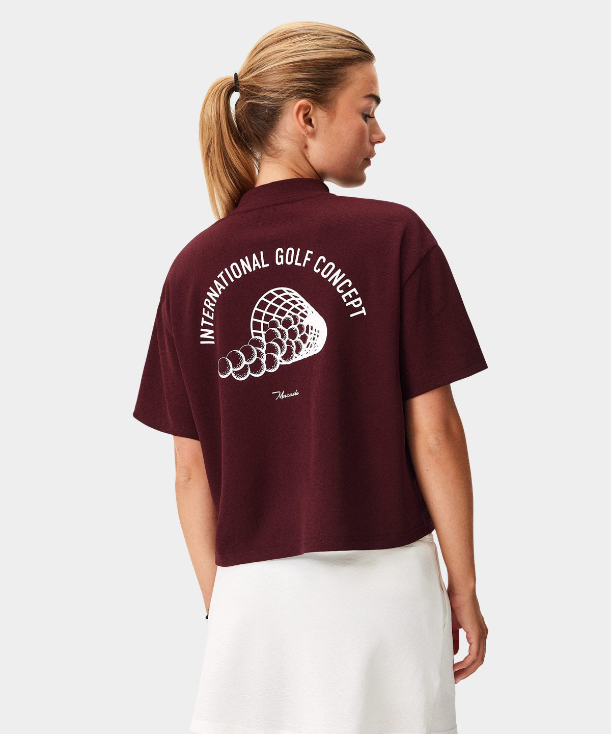 Burgundy Cropped Players Tee Macade Golf