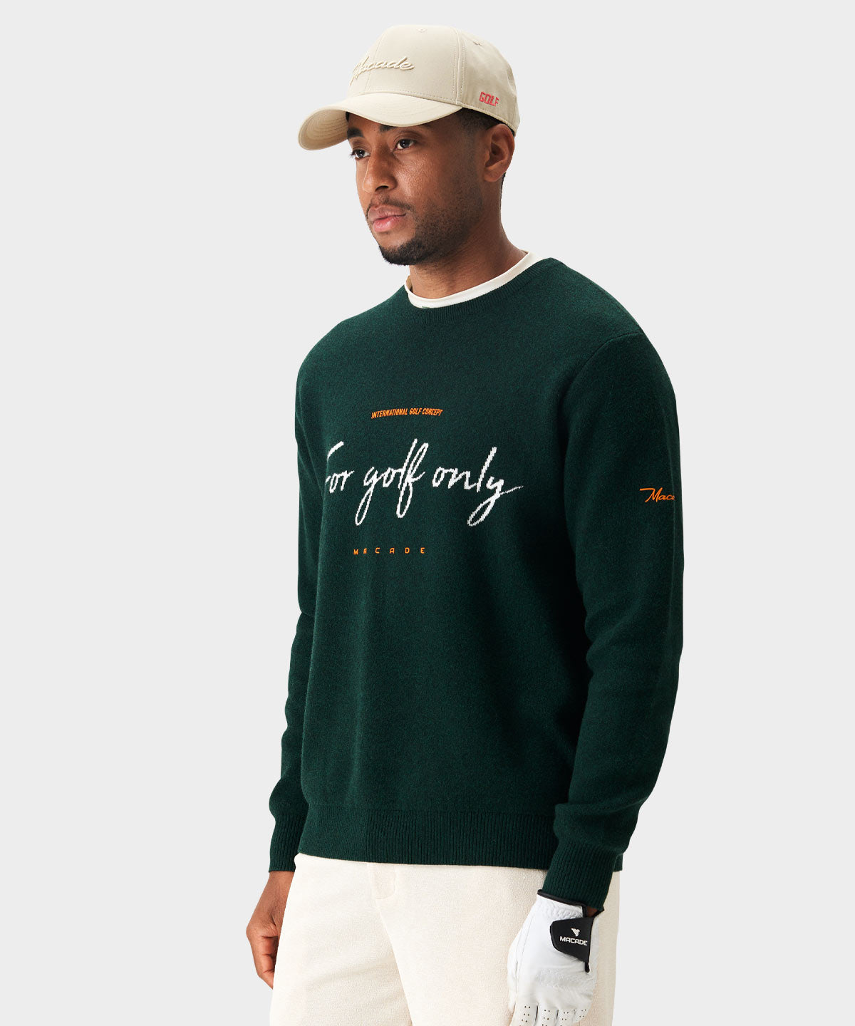 Green Script Knit Crewneck Macade Golf