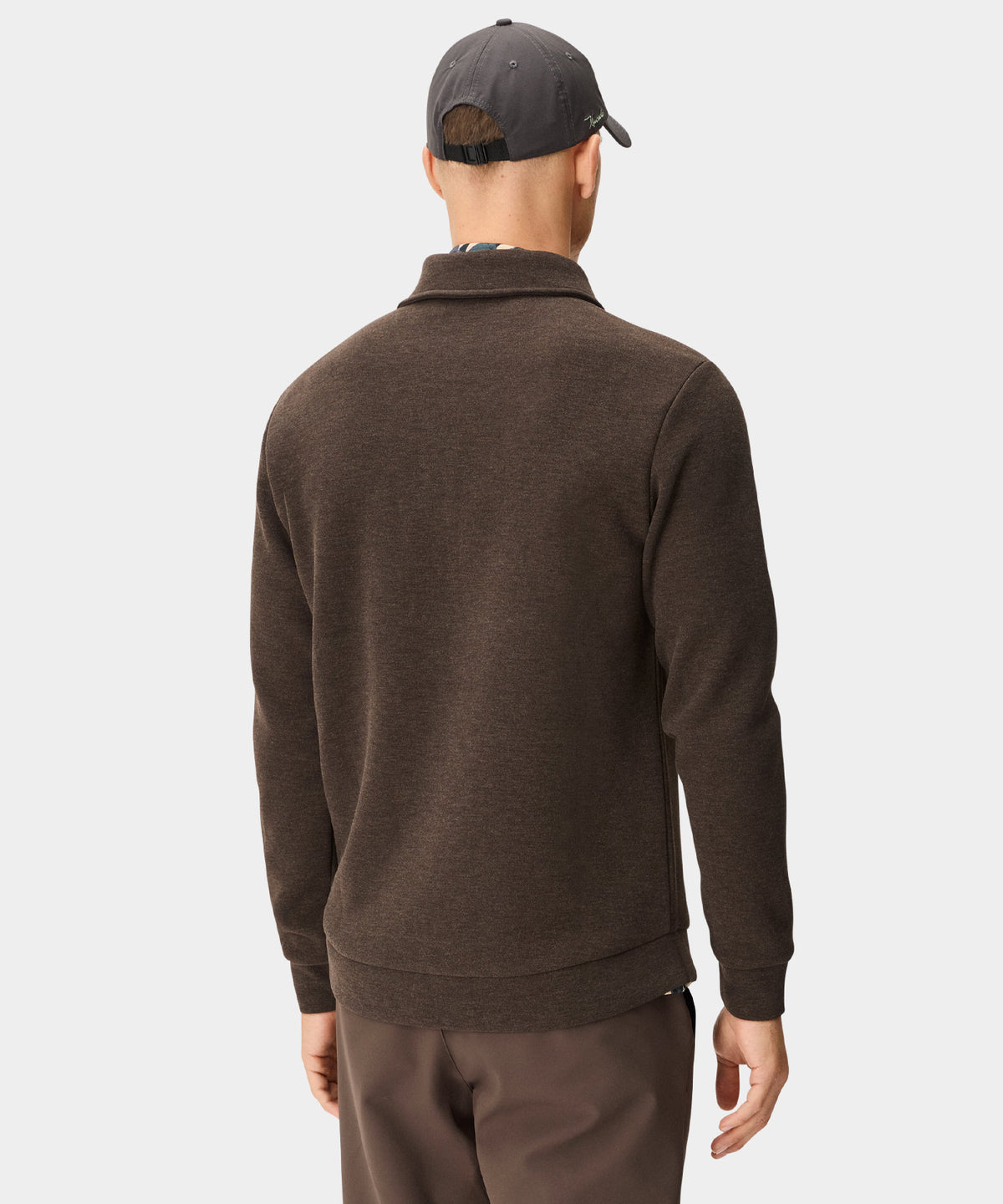 Hayes Long Sleeve Zip Polo - Brown