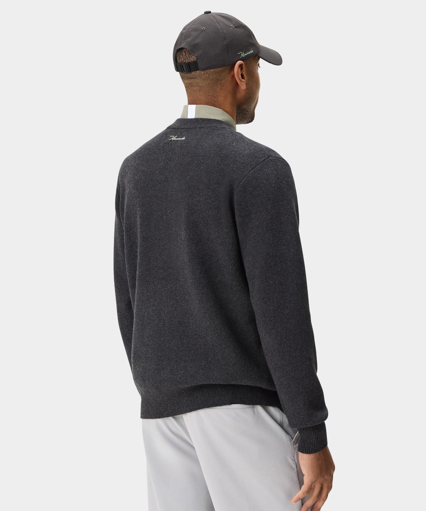 Slate Grey Intarsia Knit Crewneck