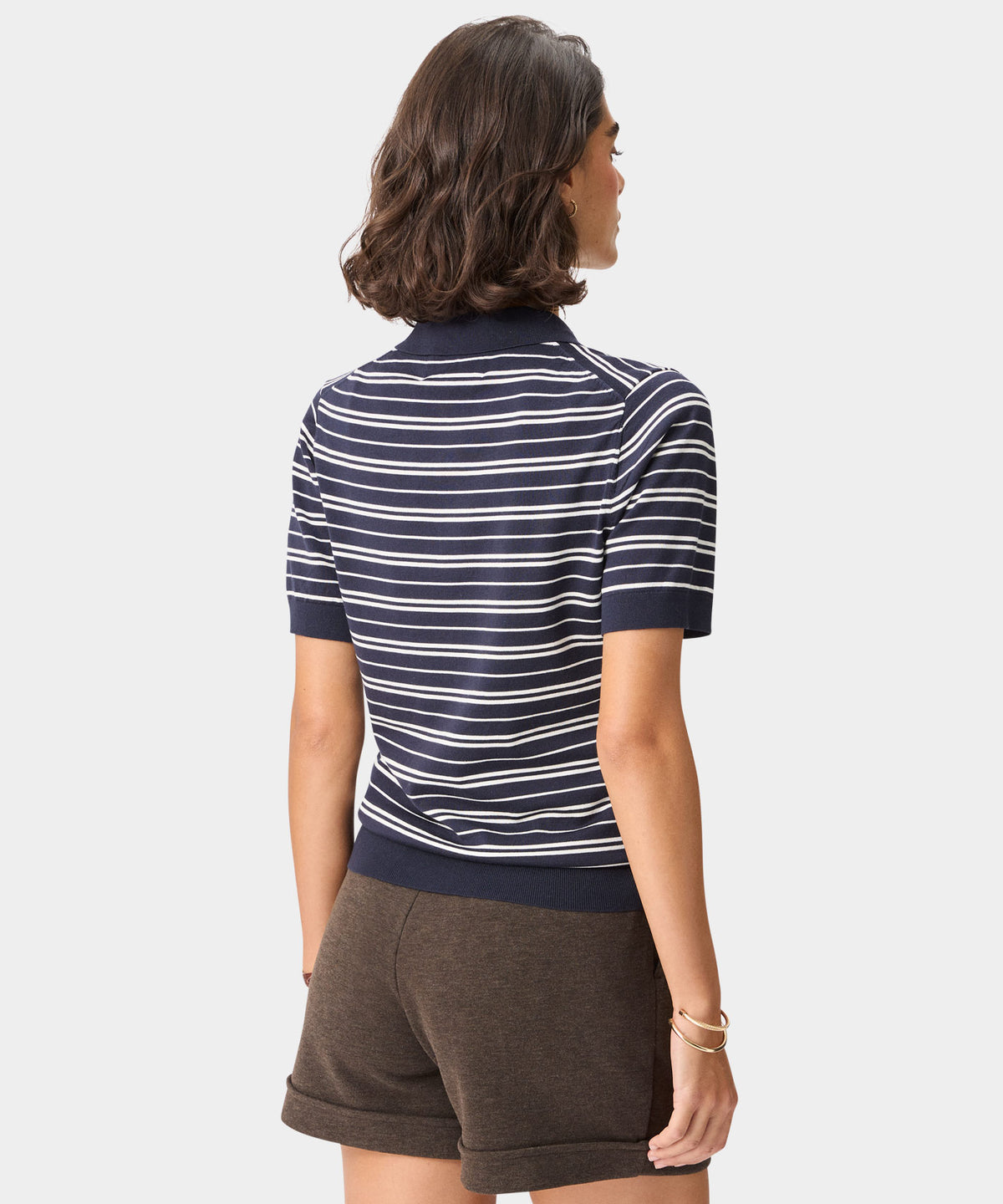 Heather Striped Knit Shirt - Navy