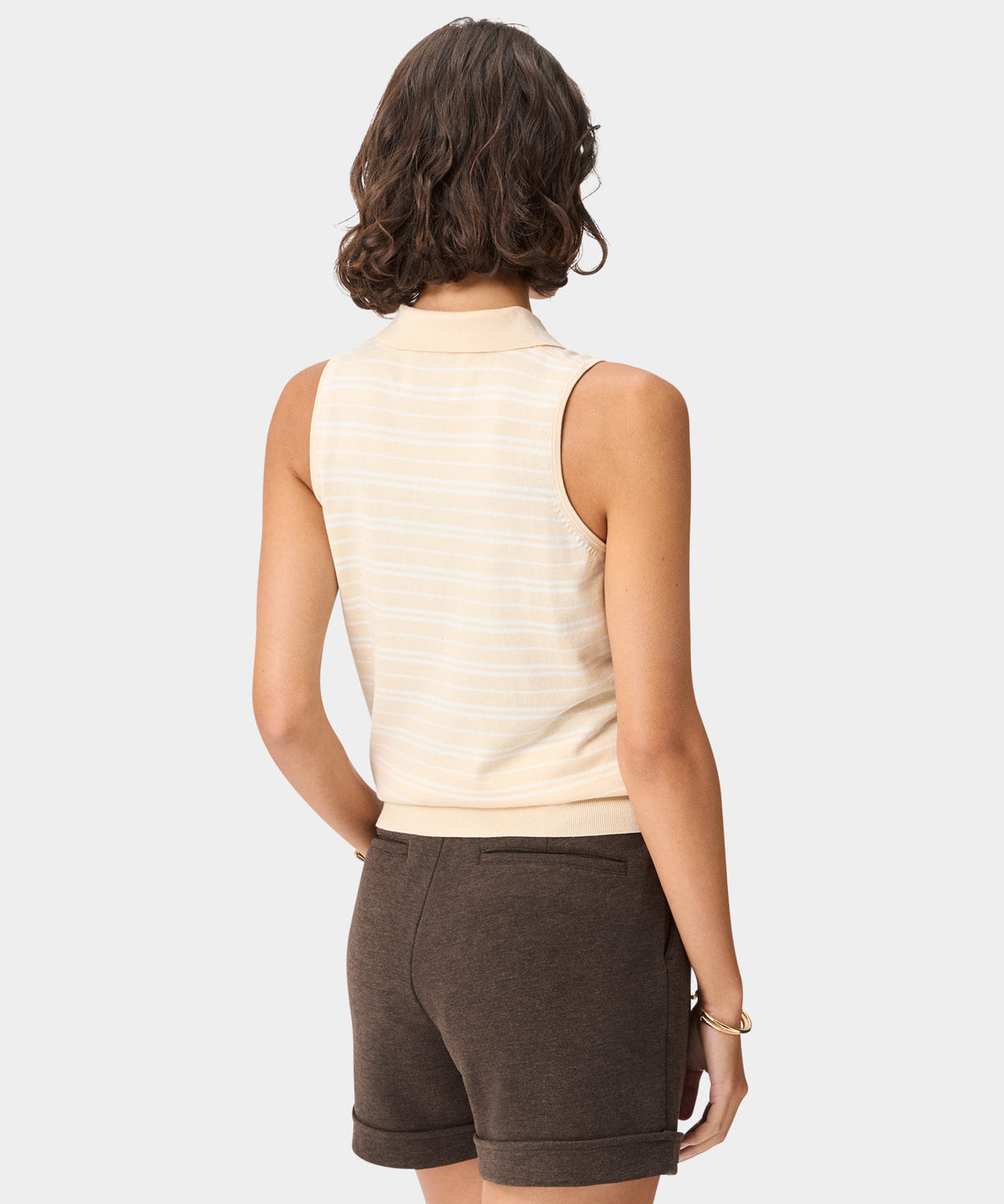 Heather Knit Sleeveless Shirt - Sand