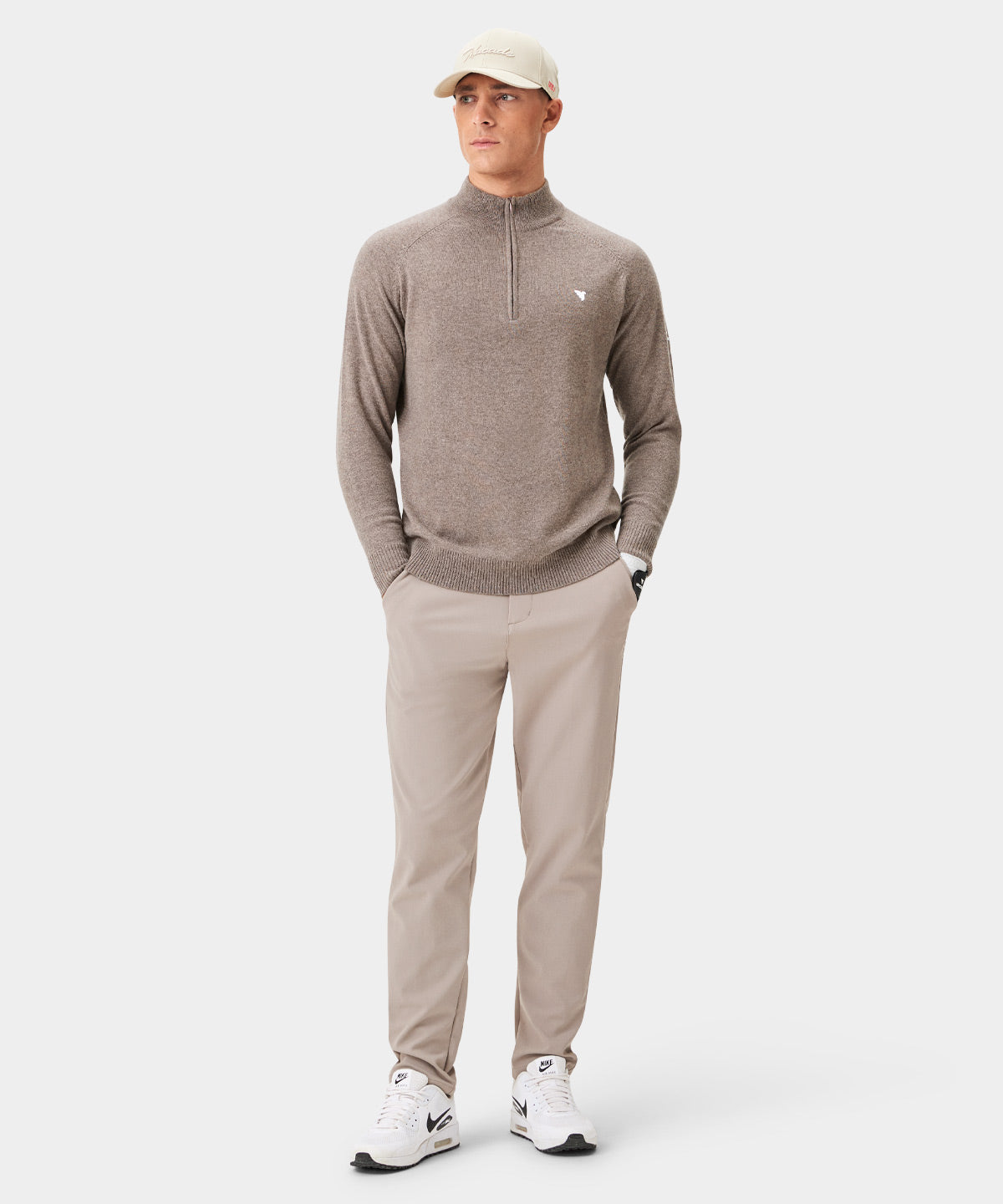 Bridge Brown Merino Quarter Zip