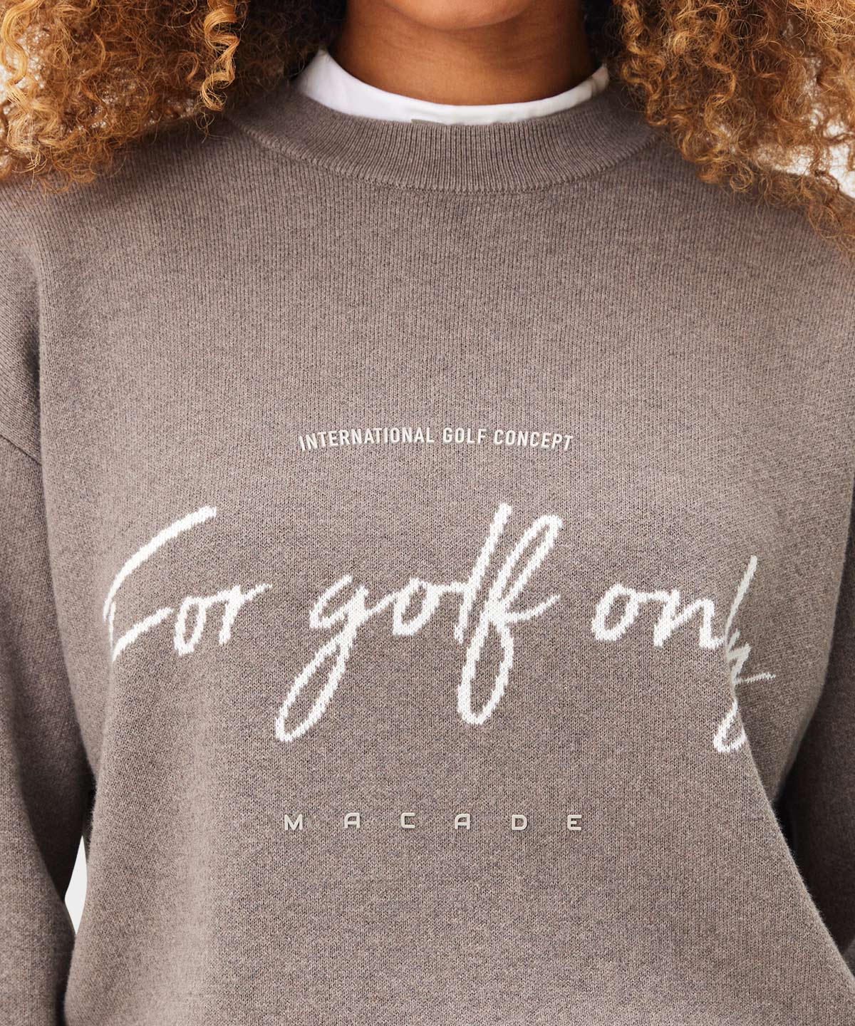 Taupe Script Oversized Knit Sweater Macade Golf