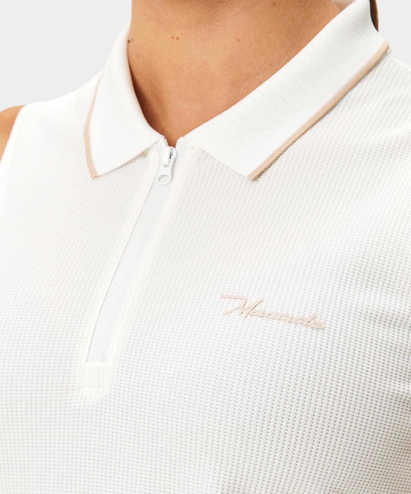 White Players Zip Sleeveless Shirt
