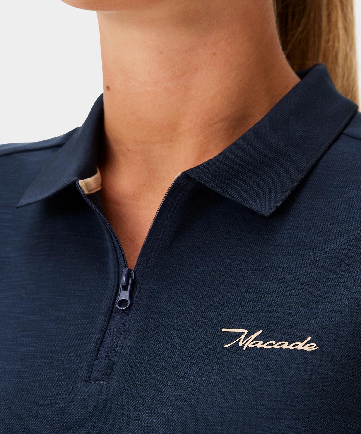 Dark Blue Players Zip Polo Shirt Macade Golf