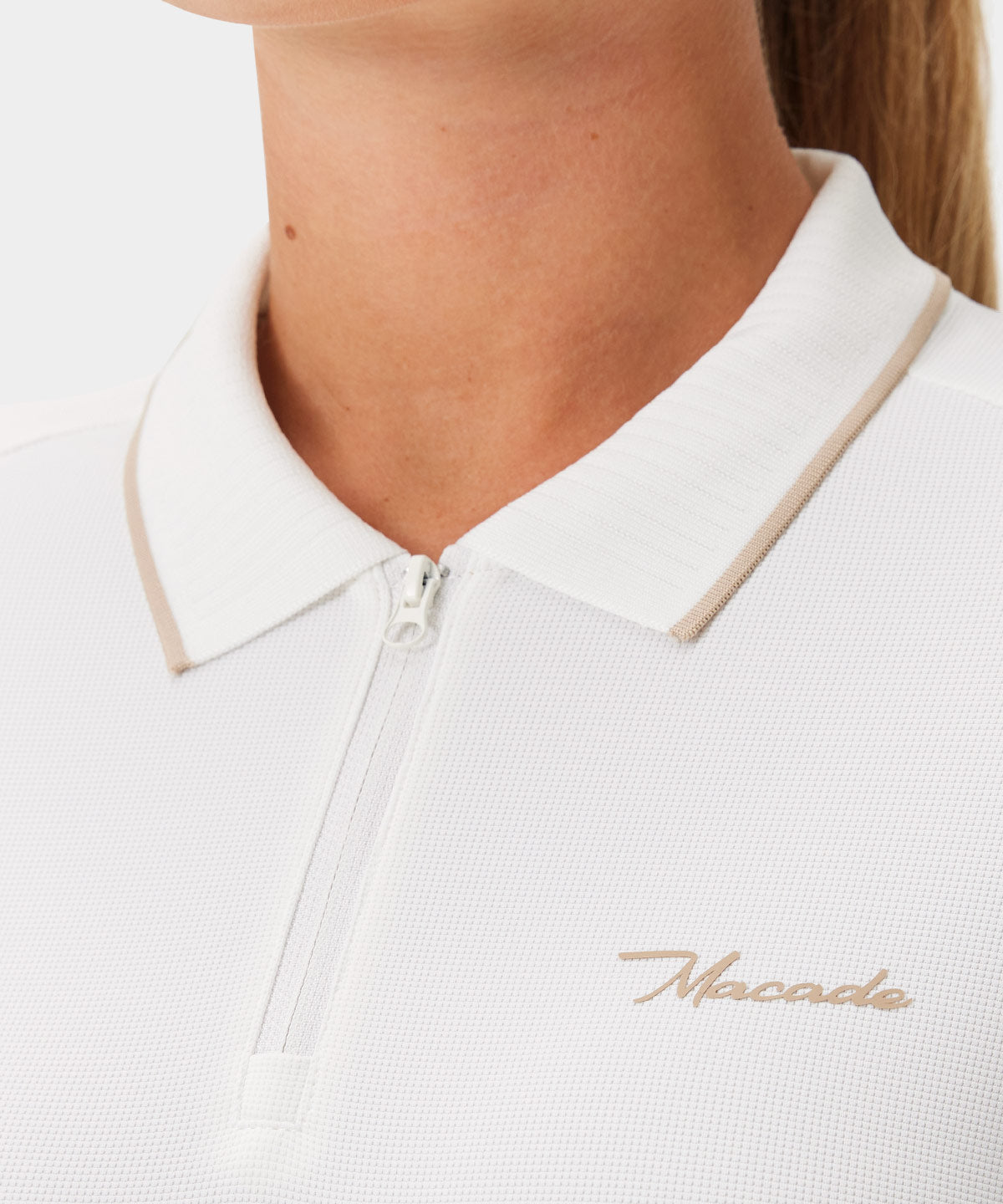 White Players Zip Longsleeve Shirt Macade Golf