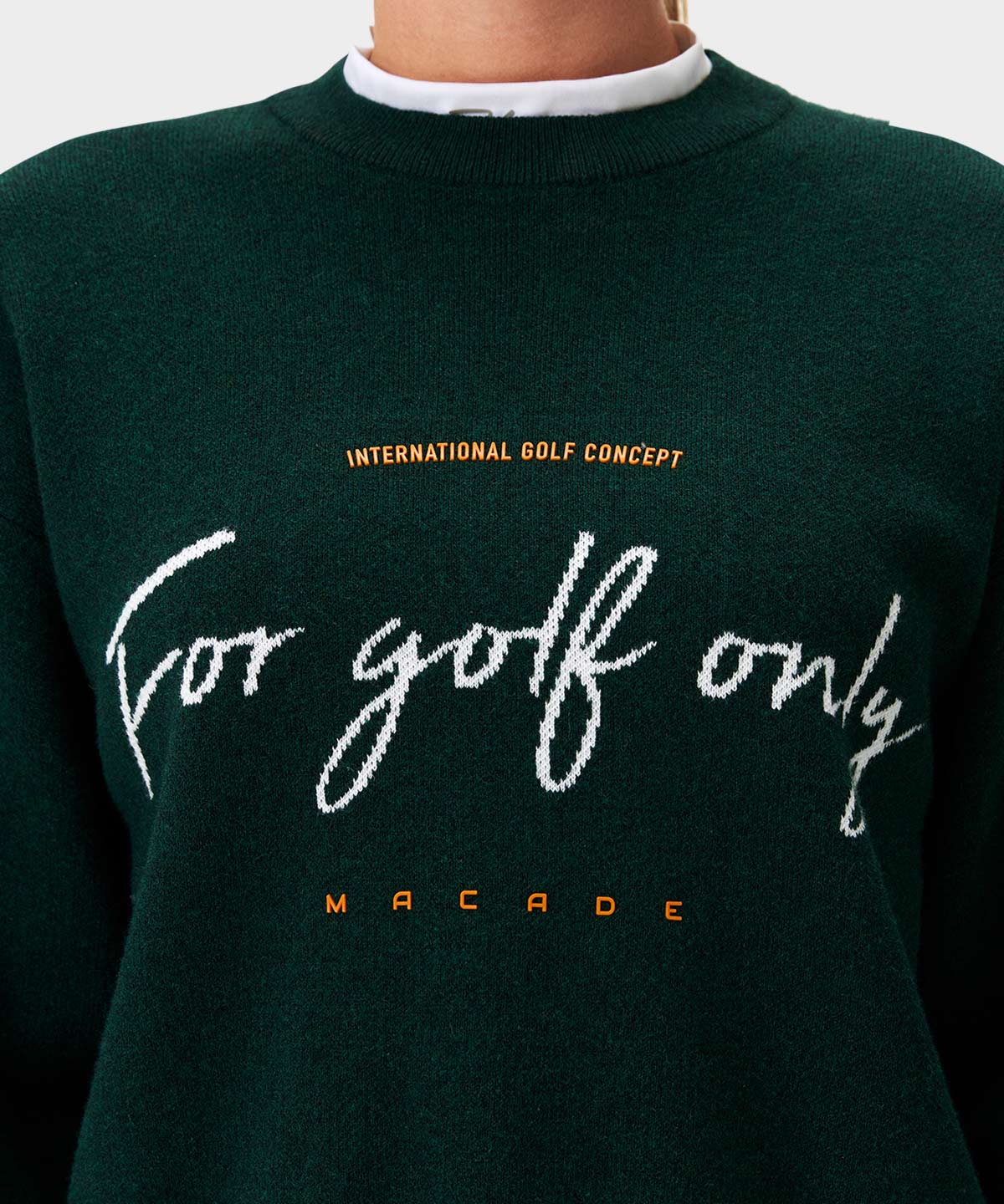 Green Script Oversized Knit Sweater Macade Golf