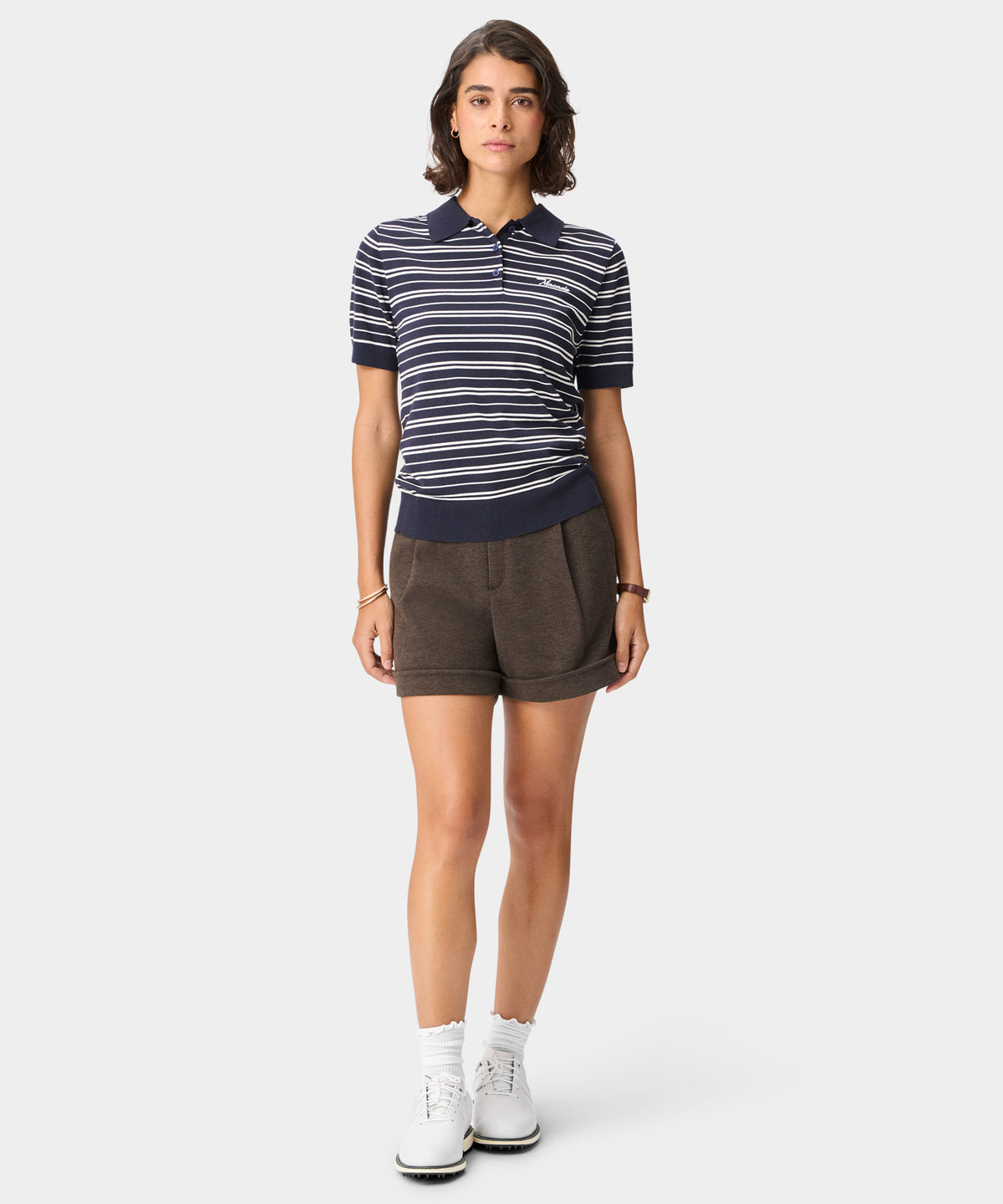 Heather Striped Knit Shirt - Navy