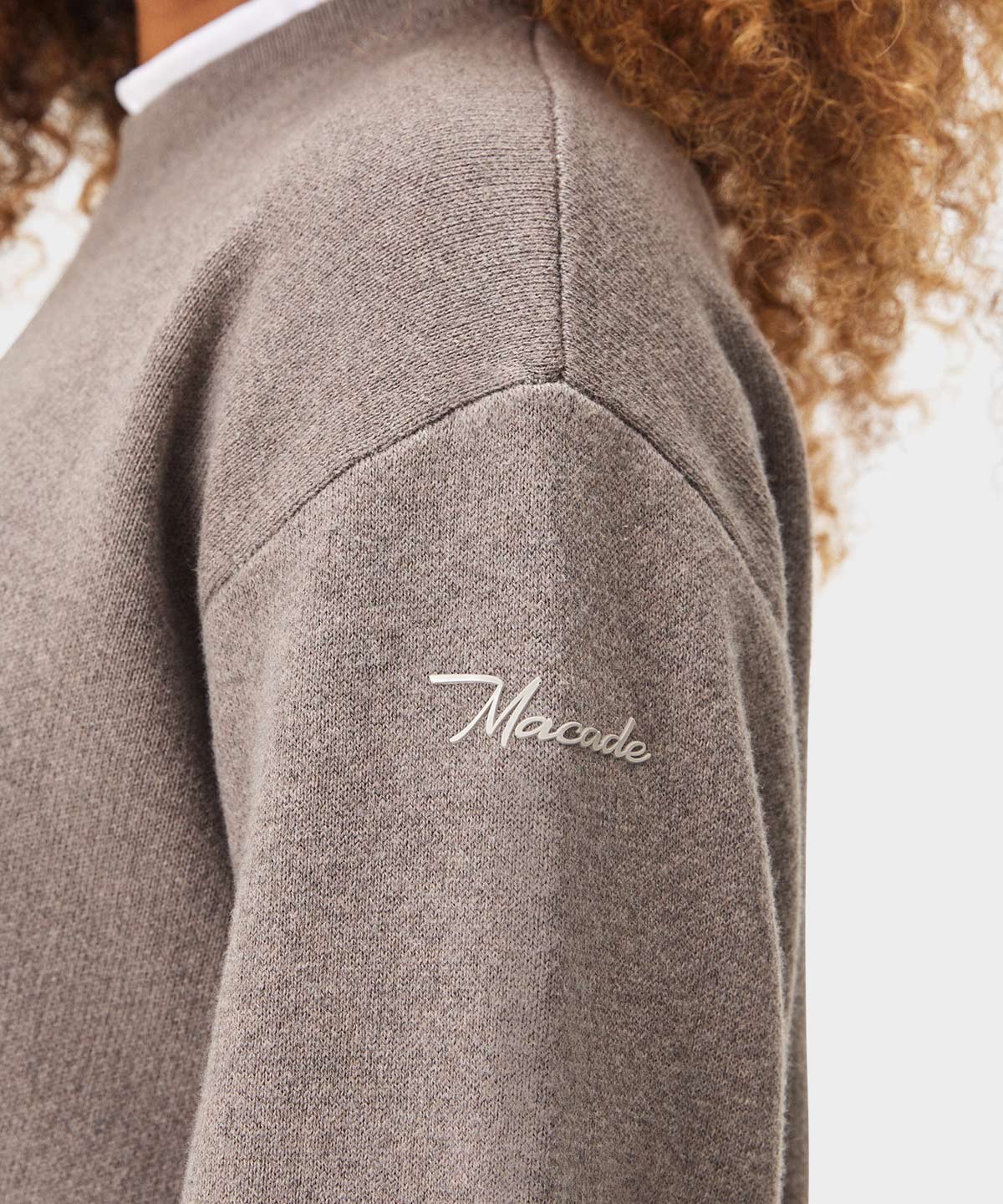 Taupe Script Oversized Knit Sweater Macade Golf