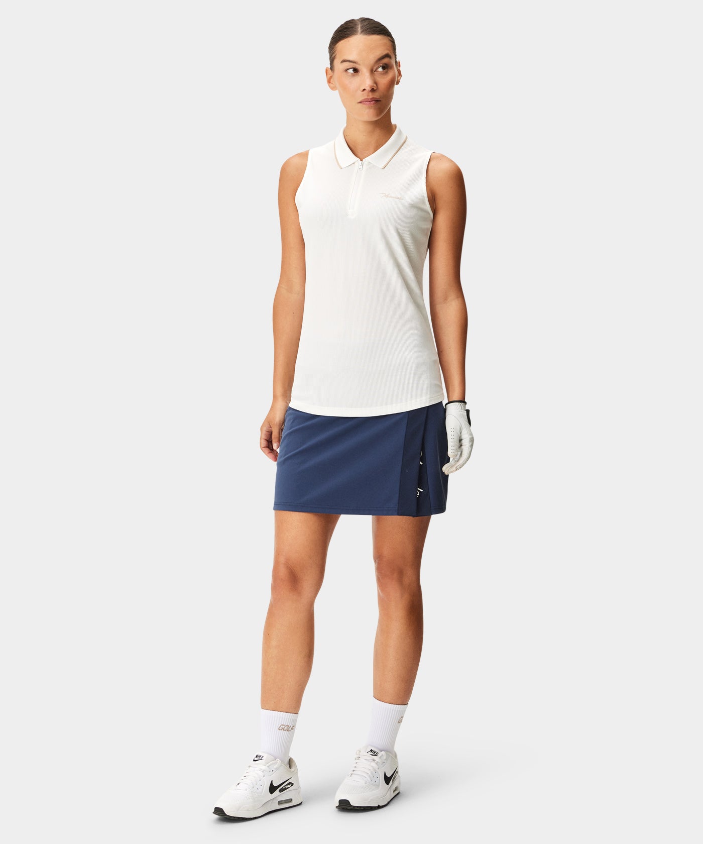 White Players Zip Sleeveless Shirt