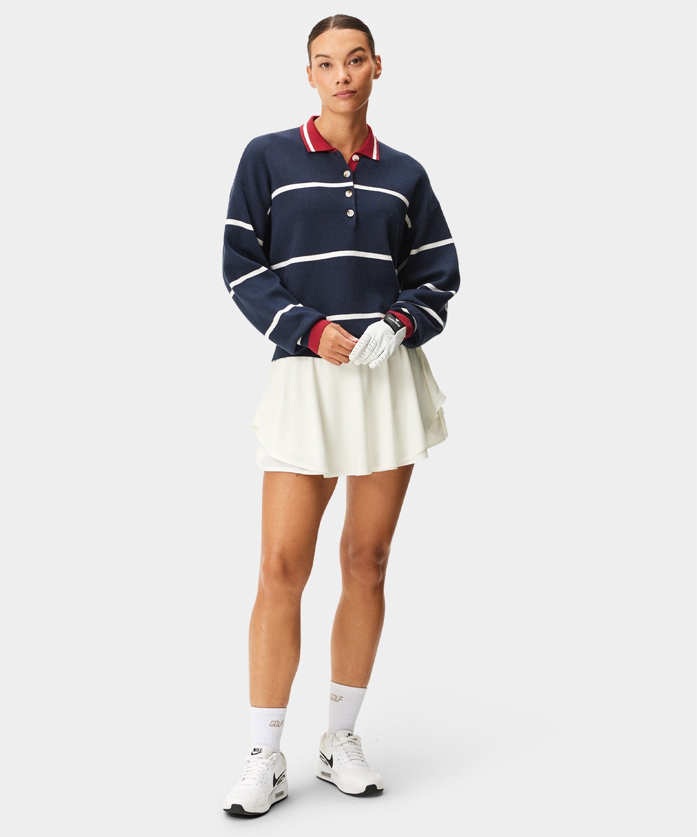 Blue Club Knit Polo Sweater Macade Golf